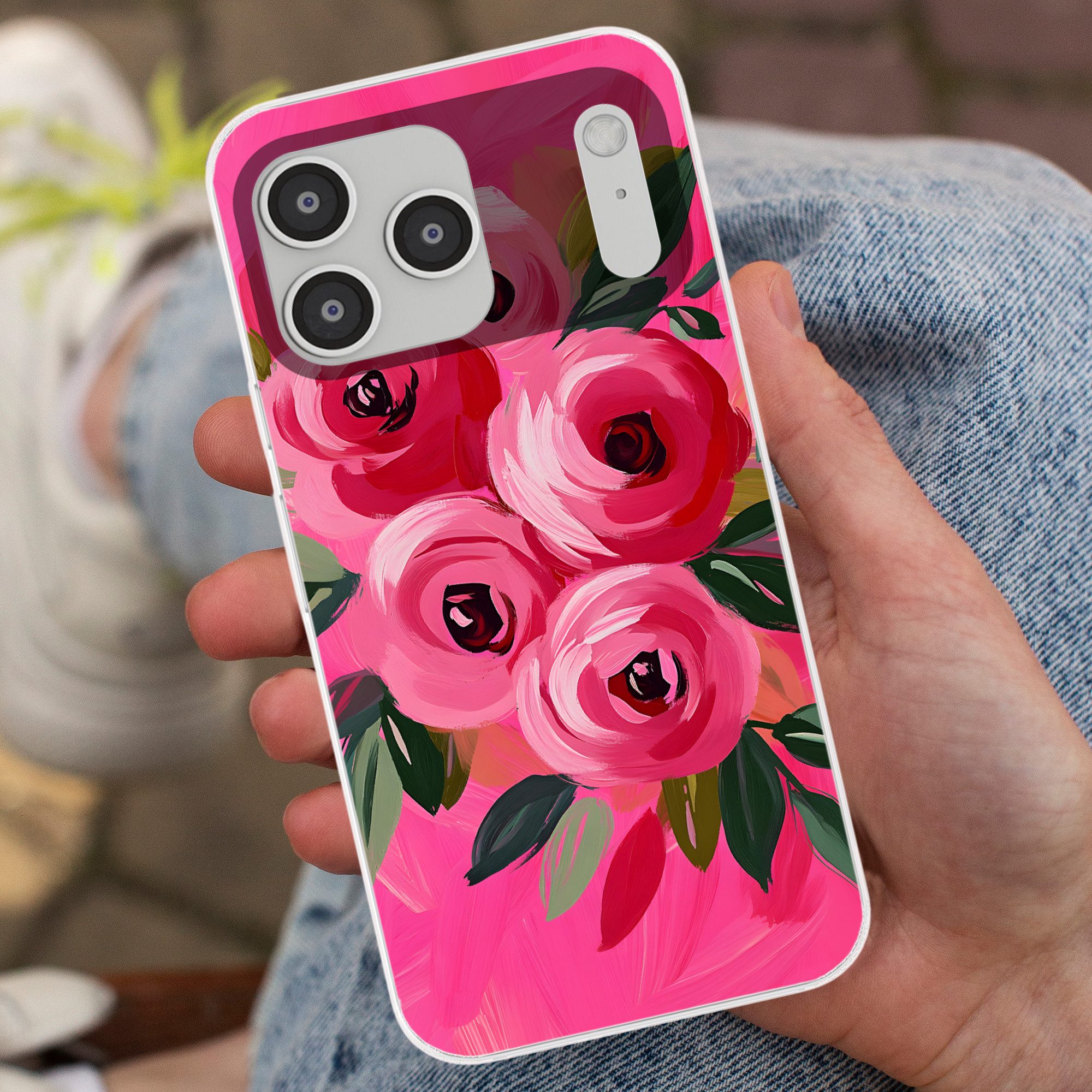 MuchoWow Handyhülle für Apple iPhone 17 Pro Max Blumen - Farbe - Rosa, Smartphone-Bumper, Print, Handy Schutzhülle Dünn