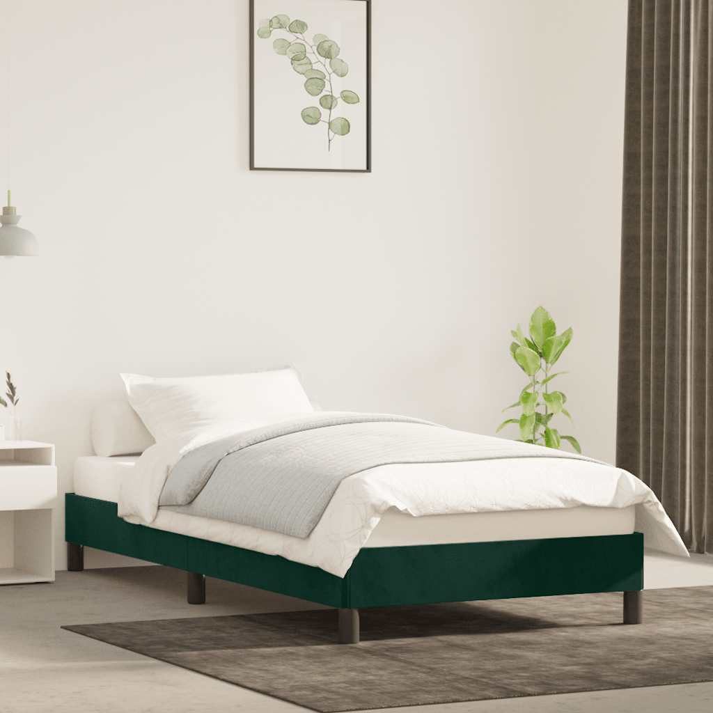 furnicato Bettgestell 203 x 83 x 25 cm Dunkelgrün (1-tlg), Weicher Samtbezug für dein Einzelbett mit stabilen Stützbeinen