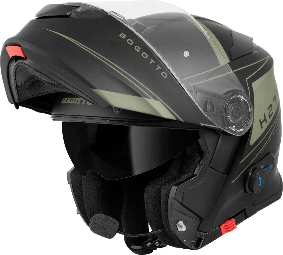 Bogotto Motorradhelm H271 Taog Bluetooth Klapphelm, integriertes Kommunikationssystem,integriertes Sonnenvisier