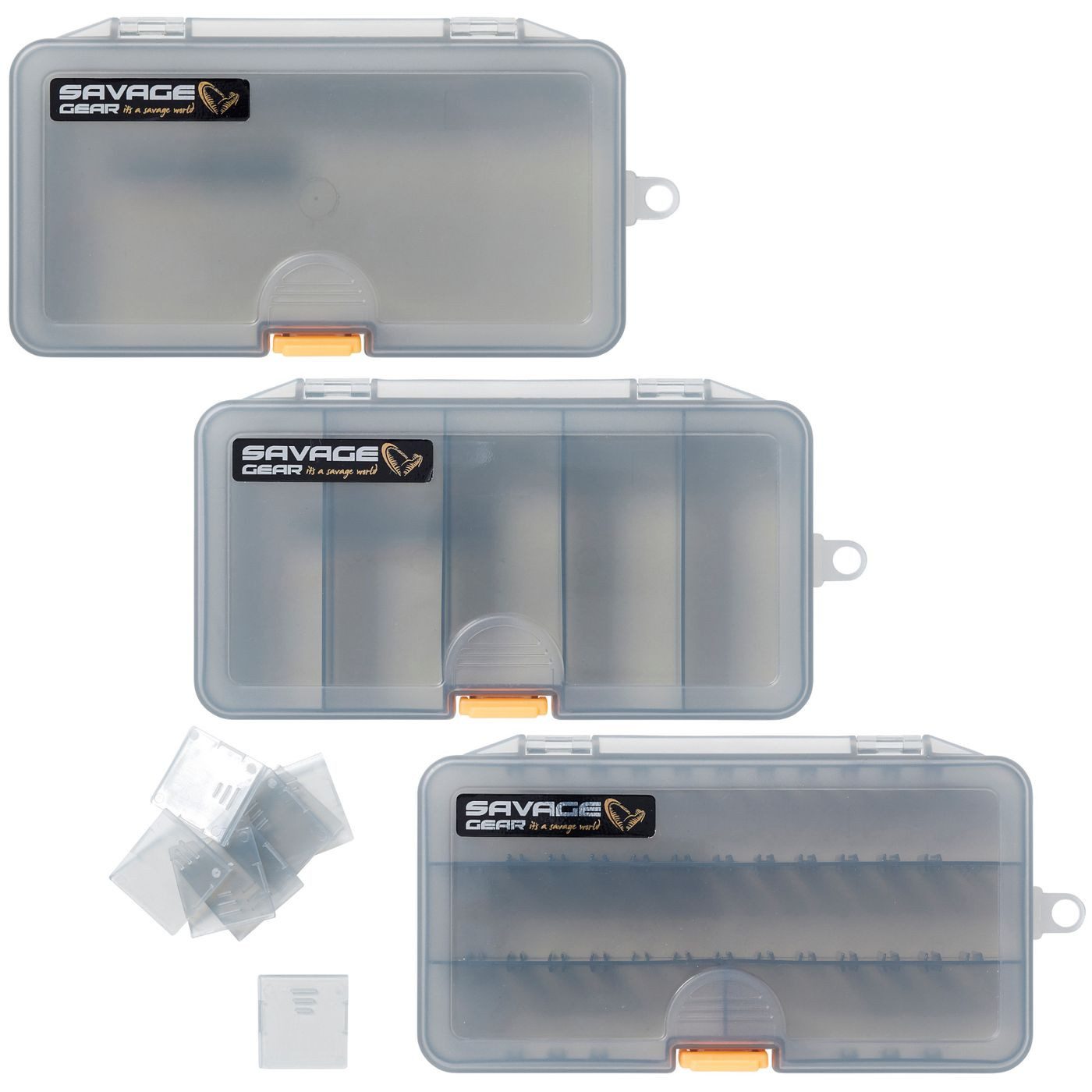 Angelkoffer Savage Gear Lurebox Smoke 18,6x10,3x3,4cm Combi Kit - 3 Köderboxen