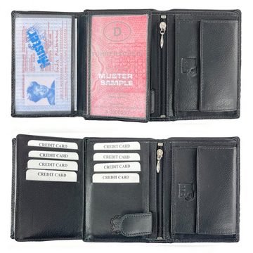 L&B Geldbörse Rindsleder Portemonnaie, integrierter RFID-Schutz >2338< Geldbeutel, Druckknopffach & Reißverschlussfach