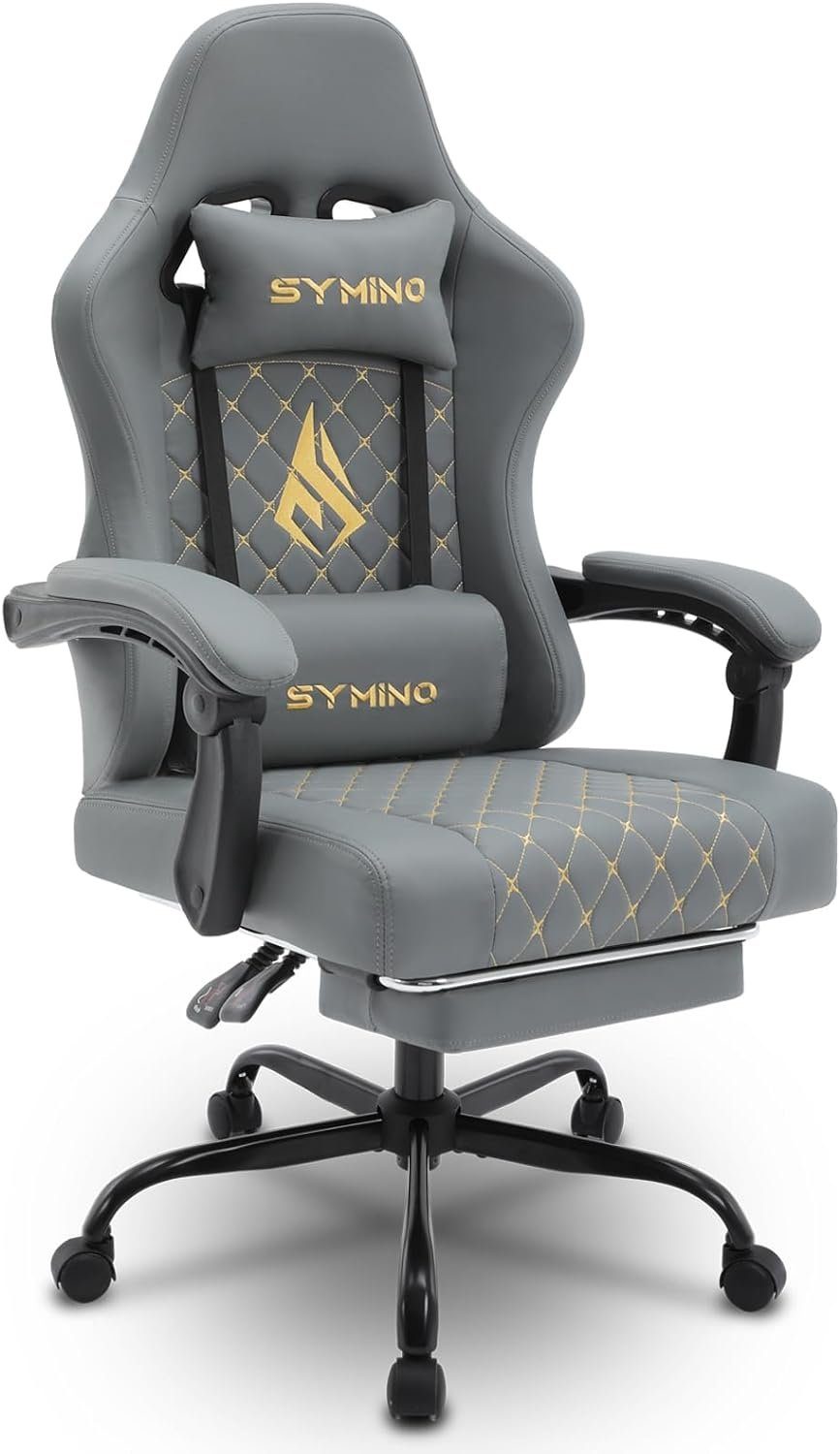 symino Gaming Chair (Ergonomischer Burostuhl,Schreibtischstuhl mit Verstellbarer Sitz), Racing stuhl ergonomischer gaming stuhl fußstütze bürostuhl pu-leder | Stühle