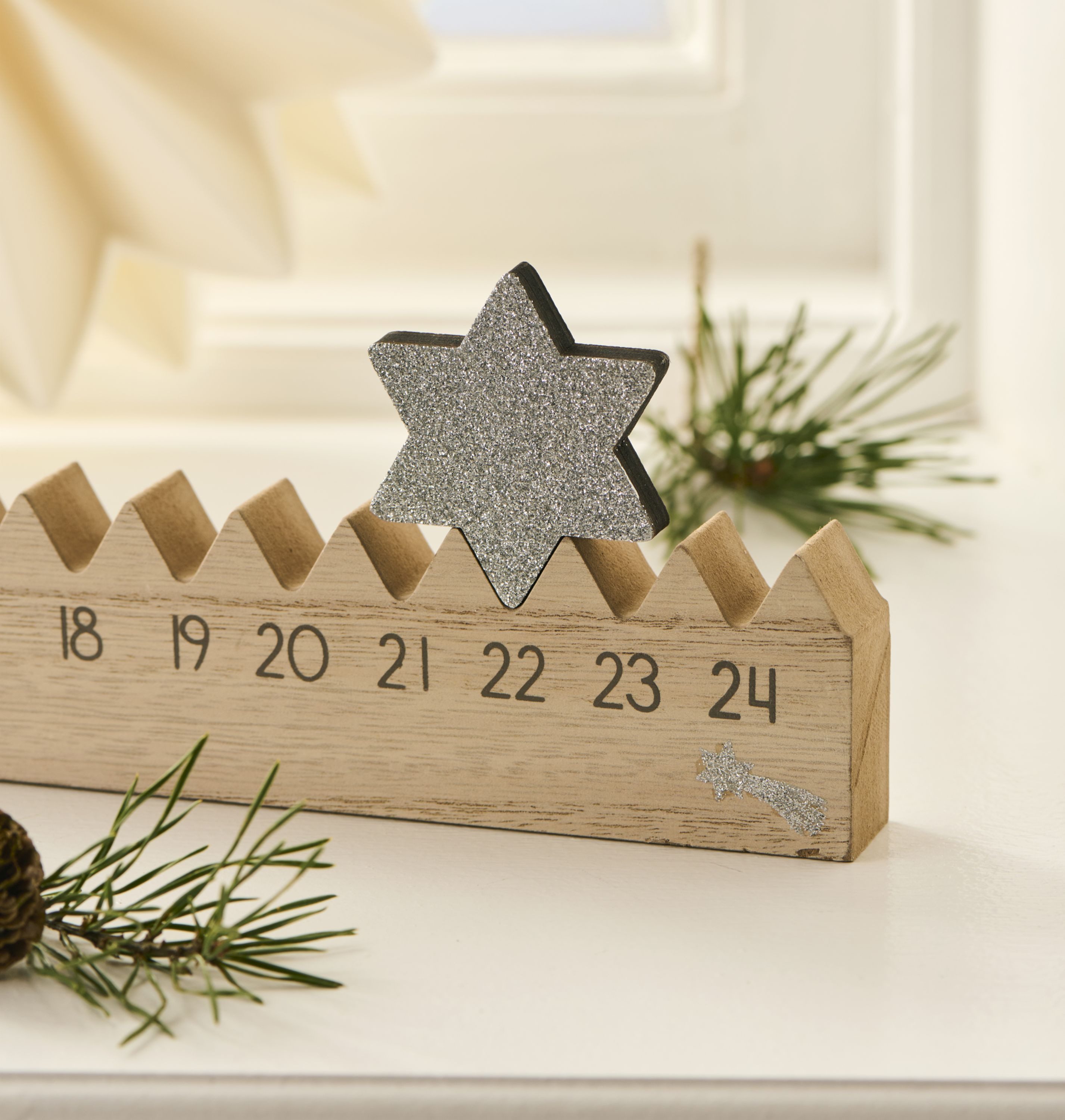 Ib Laursen Christbaumschmuck Ib Laursen - Adventskalender Weihnachtskalender Silberstern L50cm