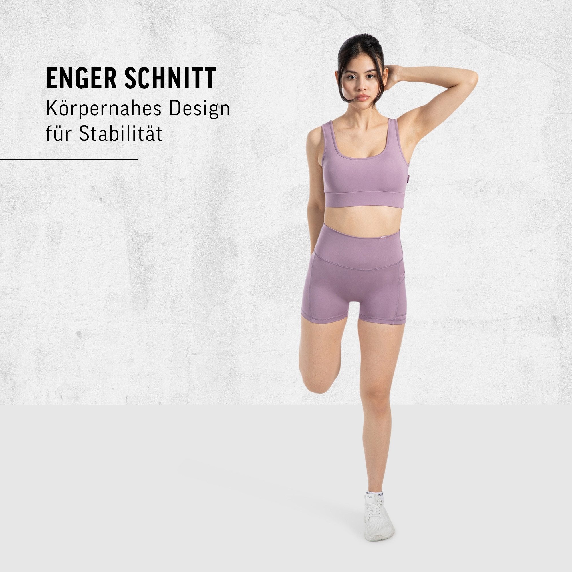 Smilodox Shorts Lissa, High Waist Radlerhose mit seitlichen Eingrifftaschen, elastisch Figurformender Bund, enganliegend, Training Alltag Fitness Yoga