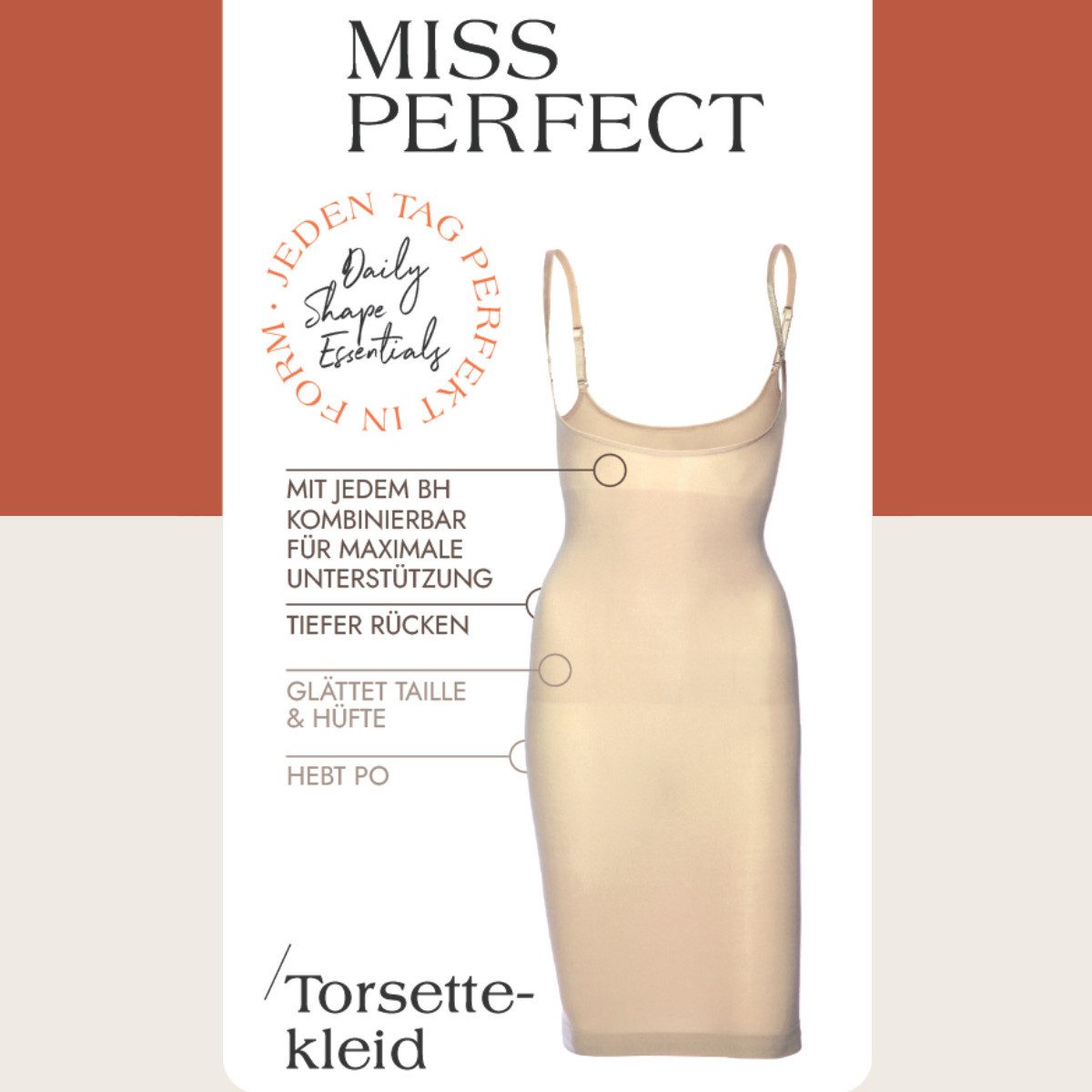 Miss Perfect Shaping-Kleid 36208 figurformendes und nahtloses Unterkleid in Größe S-2XL (38-46)