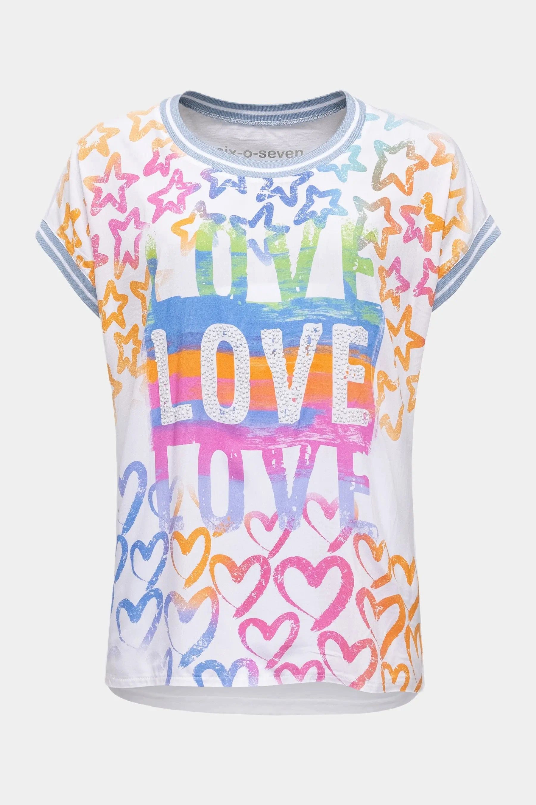six-o-seven T-Shirt T-Shirt mit plakativem "LOVE"-Print in WHITE für Valent günstig online kaufen