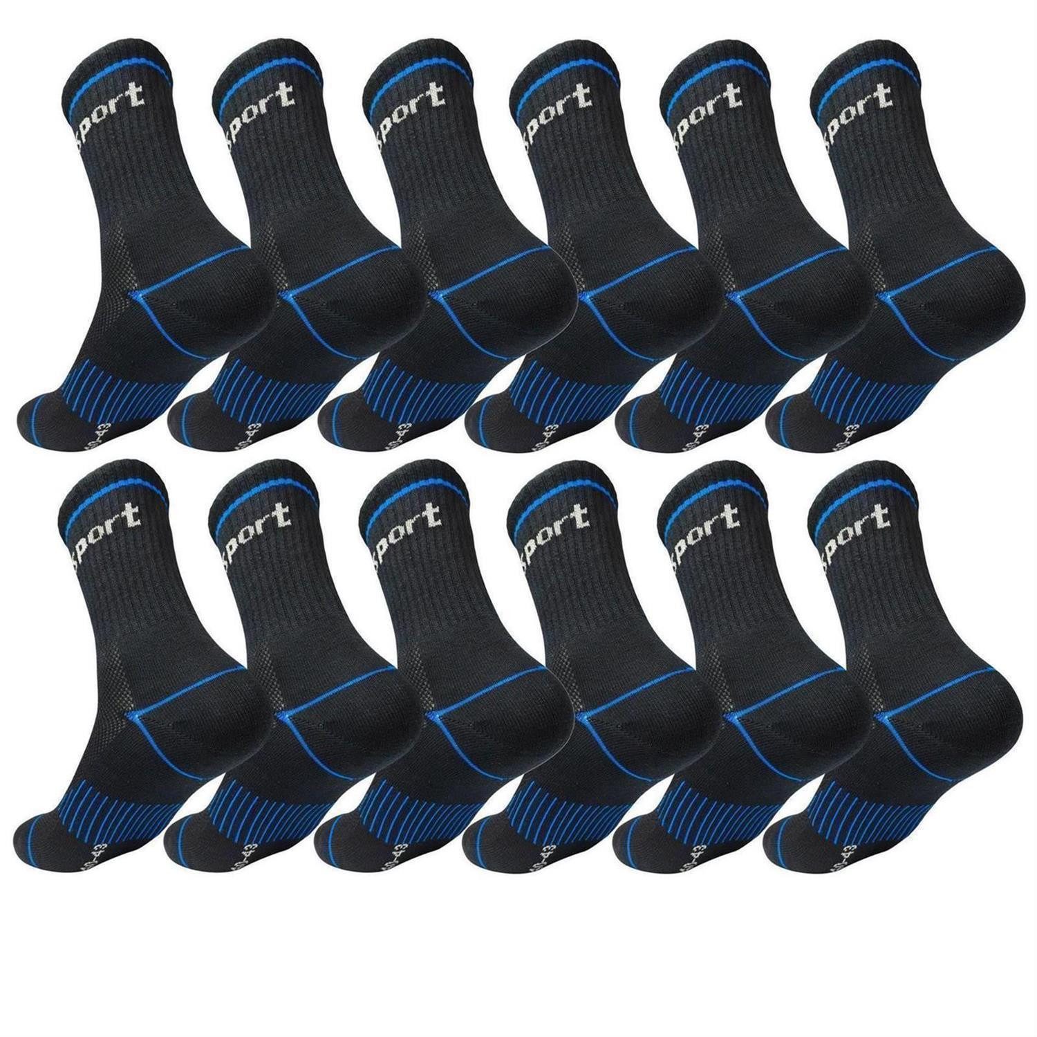 Sportsocken 12 Paar Sportsocken Herren Damen – mit Streifen, atmungsaktiv & bequem