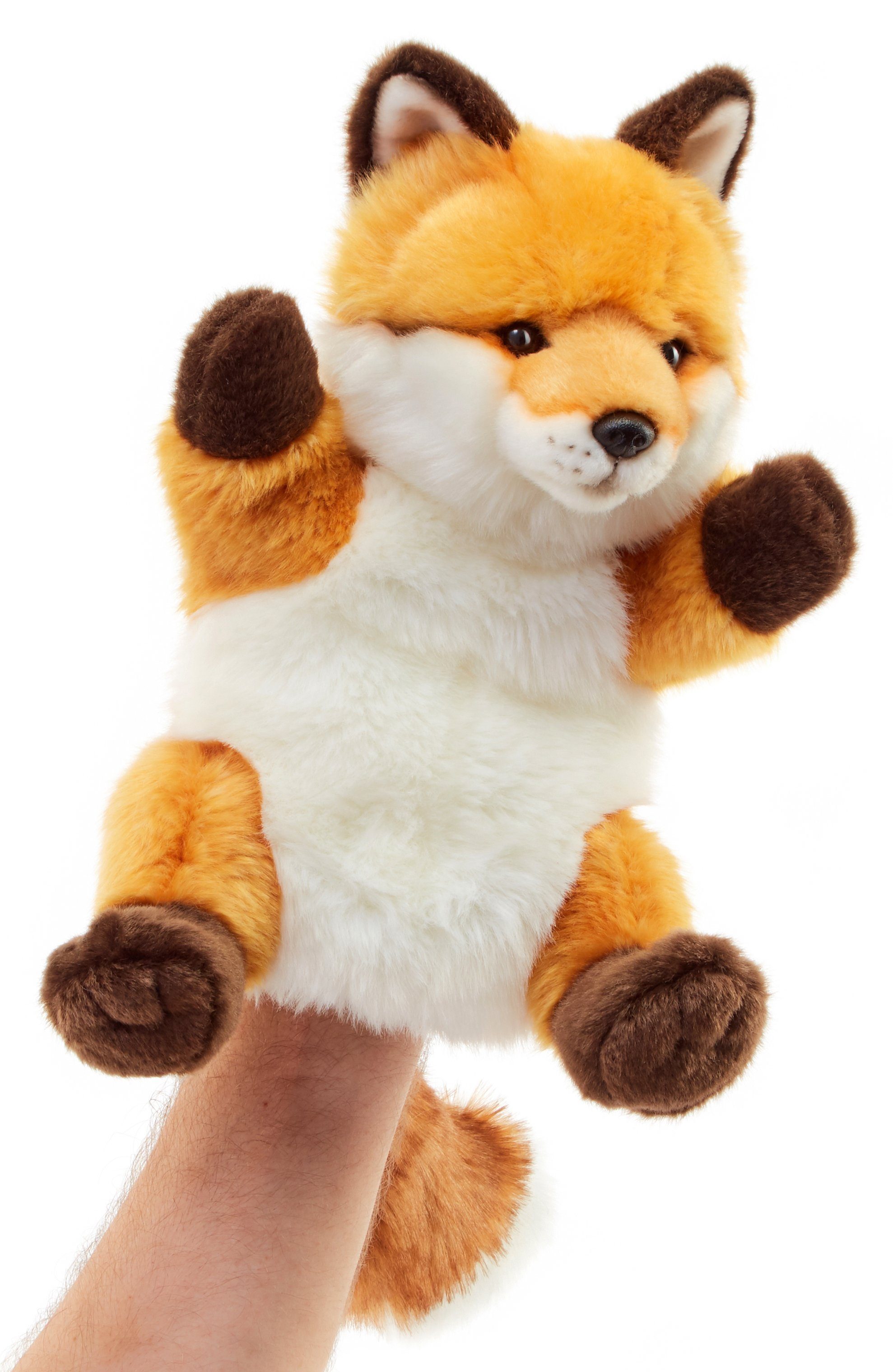 Uni-Toys Kuscheltier Handpuppe Rotfuchs - 28 cm (Höhe) - Plüsch-Fuchs, Plüschtier, zu 100 % recyceltes Füllmaterial