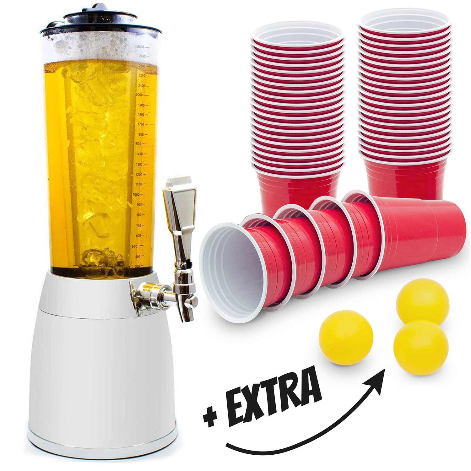 Goods+Gadgets Getränkespender 4,0-Liter-Bierzapfanlage mit Eiskühlung – Das ultimative Partygetränk, Biersäule Trinksäule Getränkesäule mit Eiskühlung