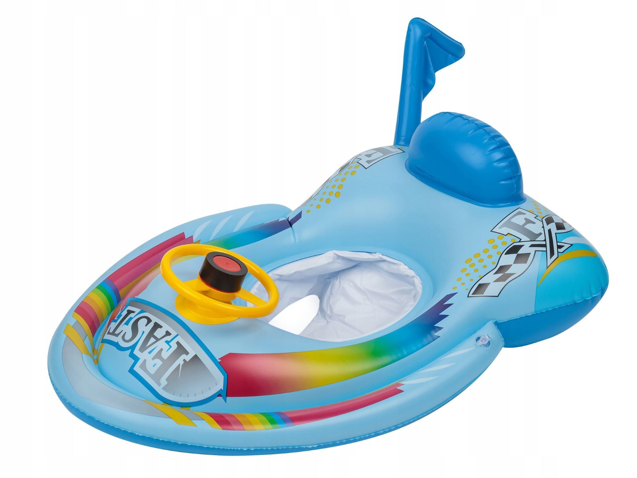 Festivalartikel Badeanzug Aufblasbares Motorboot-Schwimmring für Kinder mit Sitz, Lenkrad, Hupe