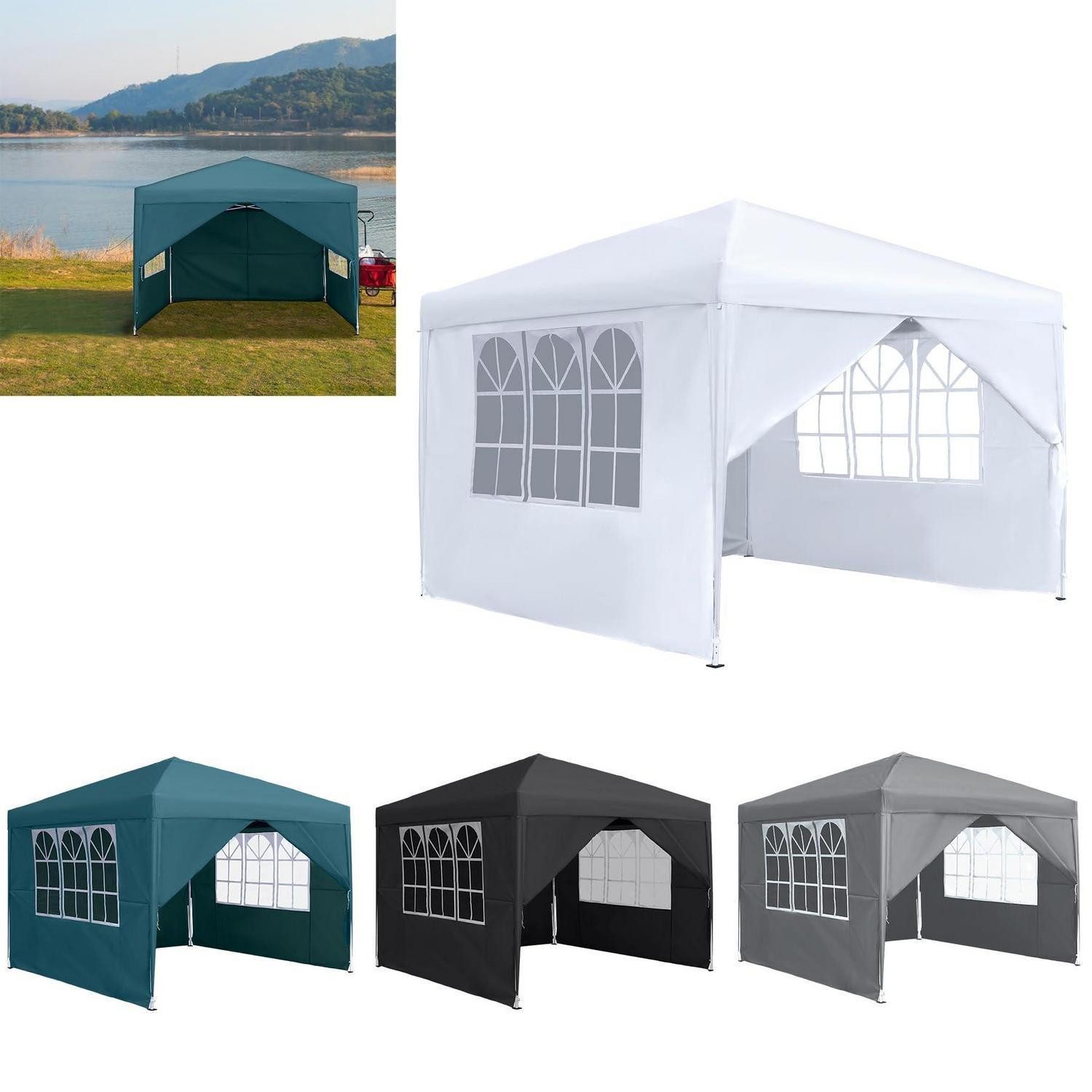LuxusKollektion Faltpavillon Faltpavillon 3x3m Grau Wasserdicht UV-Schutz