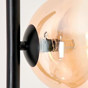hofstein Stehlampe Stehlampe aus Metall/Glas in Schwarz/Bernsteinfarben/Klar, ohne Leuchtmittel, Leuchte m. Glasschirmen (15cm), Fußschalter, 5xG9, ohne Leuchtmittel