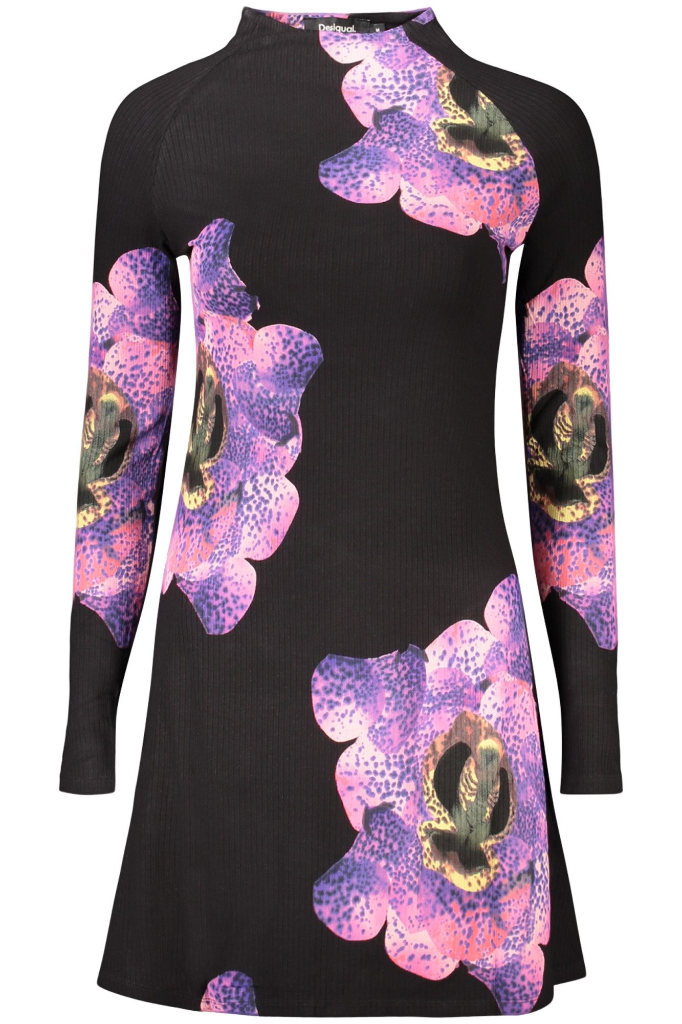 Desigual Partykleid Elegantes kurzes Kleid in Orchidpurple mit Muster und hohem Kragen