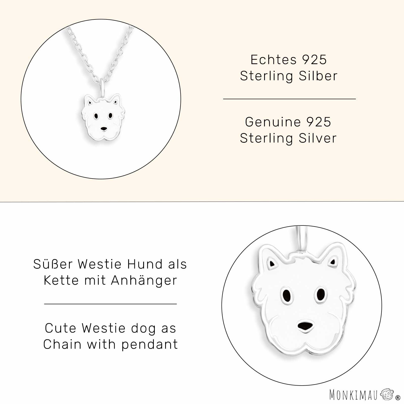 Kette mit Anhänger Monkimau Hunde Halskette Terrier Silber (Packung) Schmuck Damen