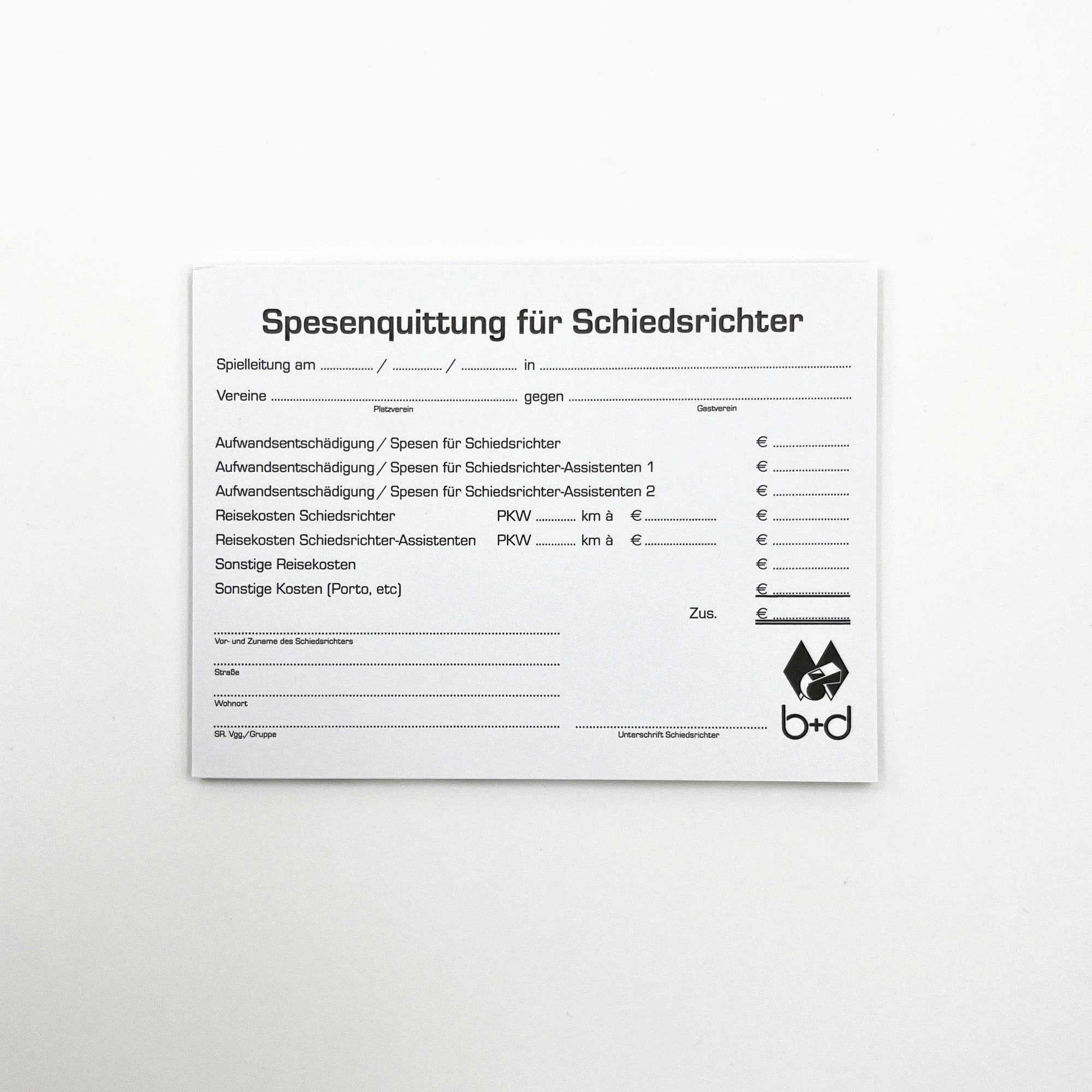 b+d Notizblock Schiedsrichter Quittungsblock