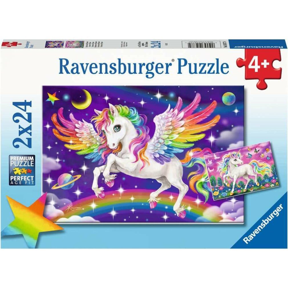 Ravensburger Puzzle Ravensburger Puzzle Einhorn und Pegasus, 2x24tlg., Puzzleteile
