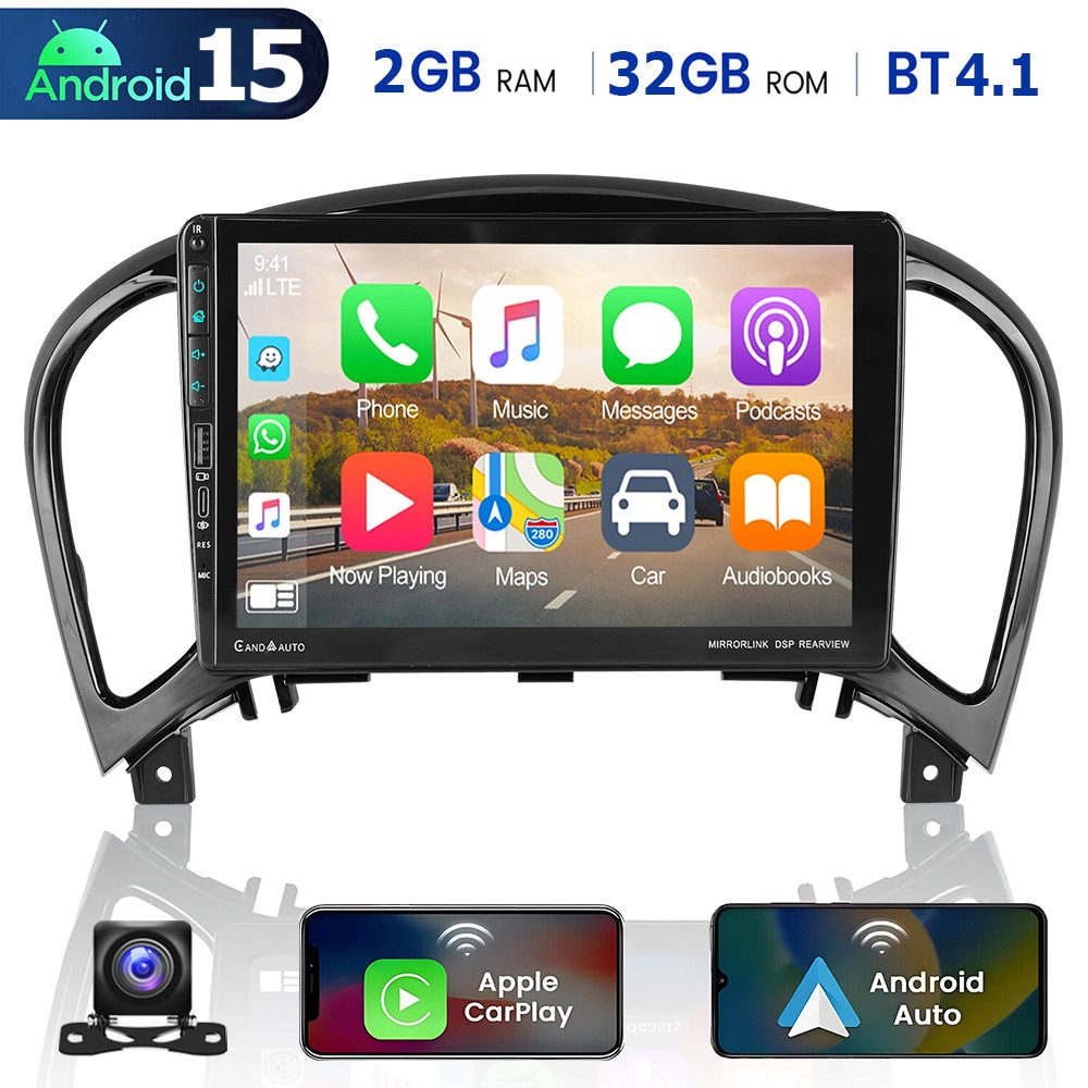 ESSGOO DAB+ Android 15 Autoradio für nissan juke 2011-2016 Carplay GPS WIFI Autoradio (Digitalradio (DAB), 4+64GB(optional), RDS, AM, FM, Apple Carplay Android Auto GPS Navi WIFI BT EQ)