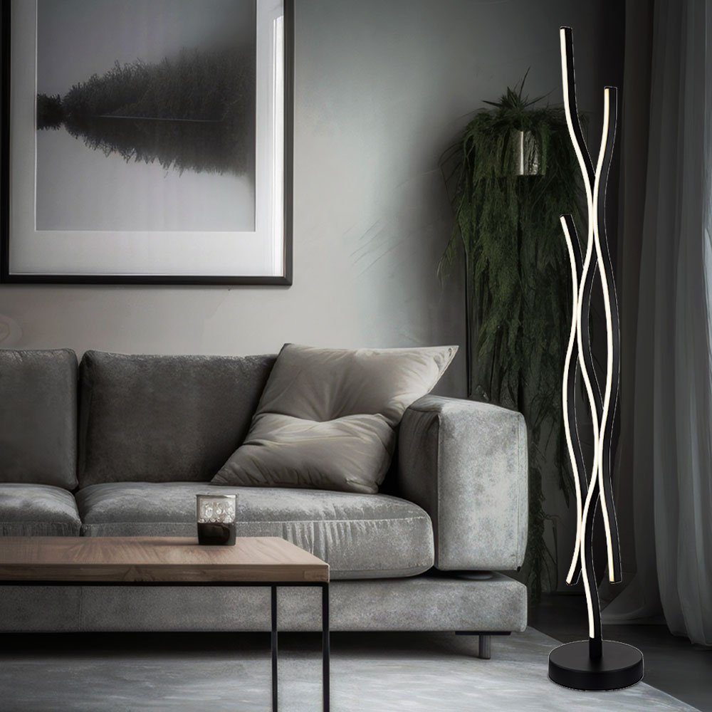 Globo LED Stehlampe, Stehleuchte Standlampe Wohnzimmerlampe LED Metall Schwarz-matt H 135