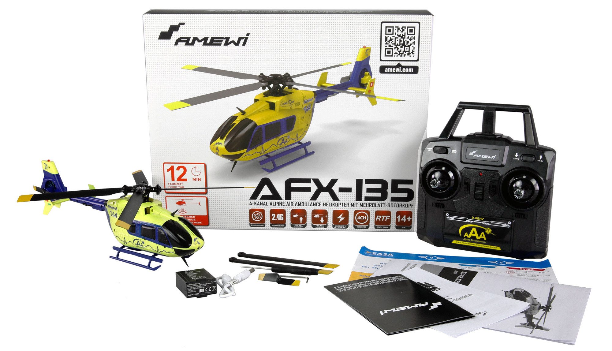 Thumbnail - Amewi RC-Bagger Amewi AFX-135 Alpine Air Ambulance Hubschrauber 4 Kanal 6G RTF