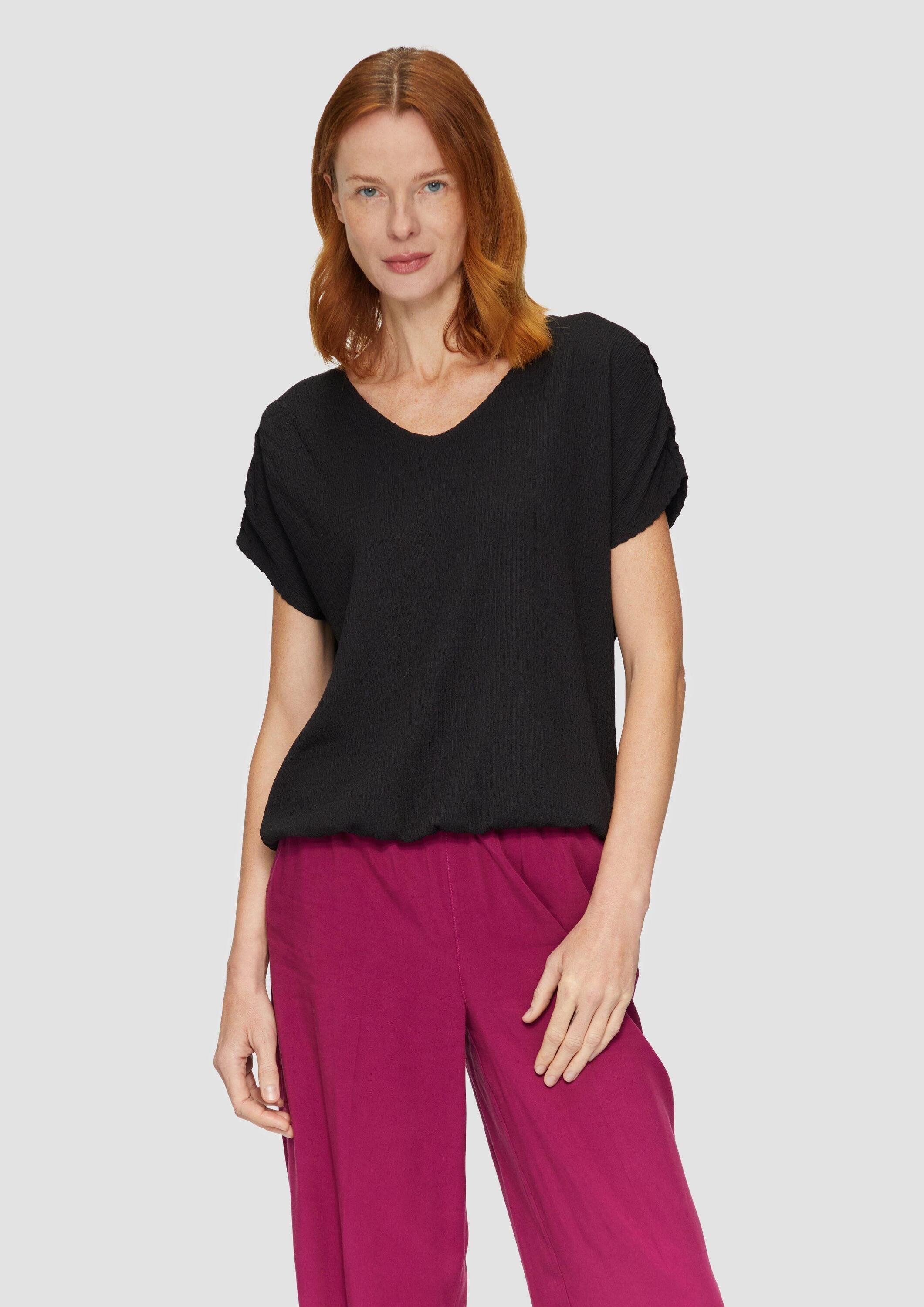 s.Oliver Kurzarmshirt T-Shirt Crinkle-Shirt mit Falten-Detail günstig online kaufen