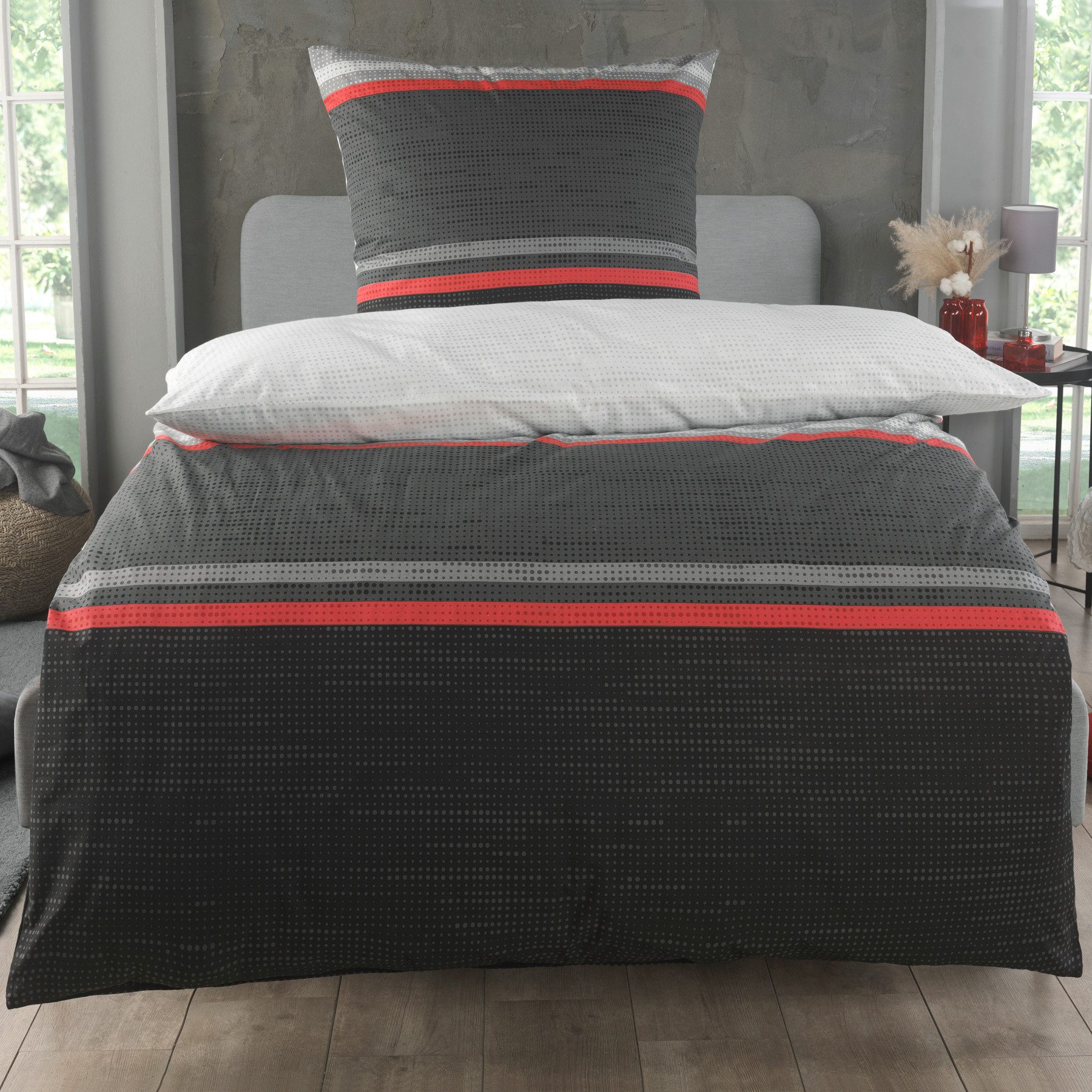 Malika Bettwäsche 135x200 + 80x80 cm atmungsaktiver Baummwoll Renforce Bettbezug, Renforce Baumwolle, 2 teilig, Für Allergiker geeignet, pflegeleicht, angenehm weicher Stoff