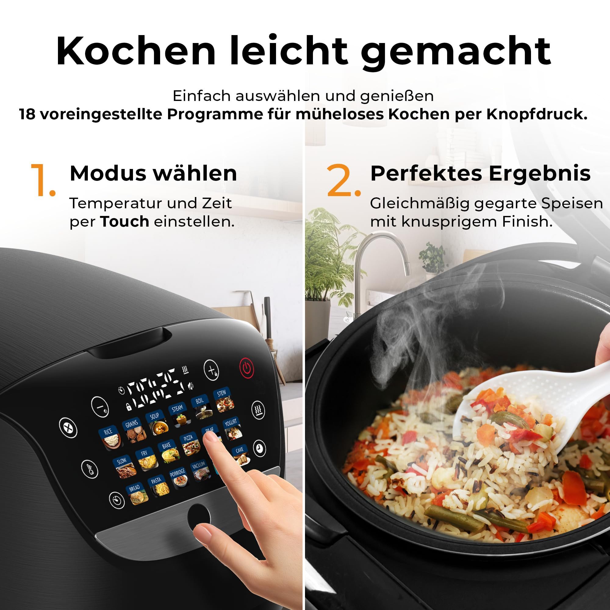 Balter Reiskocher Balter MK-01 Reiskocher Multikocher mit 18 Programme, 930 W, 18 Programme, Dampfgarer, Warmhaltefunktion & Timer