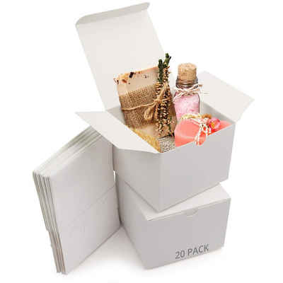 Belle Vous Geschenkbox 20 Weiße Karton Geschenkboxen 12x12x9cm, 20 Stück Weiße Karton Geschenkboxen 12x12x9cm