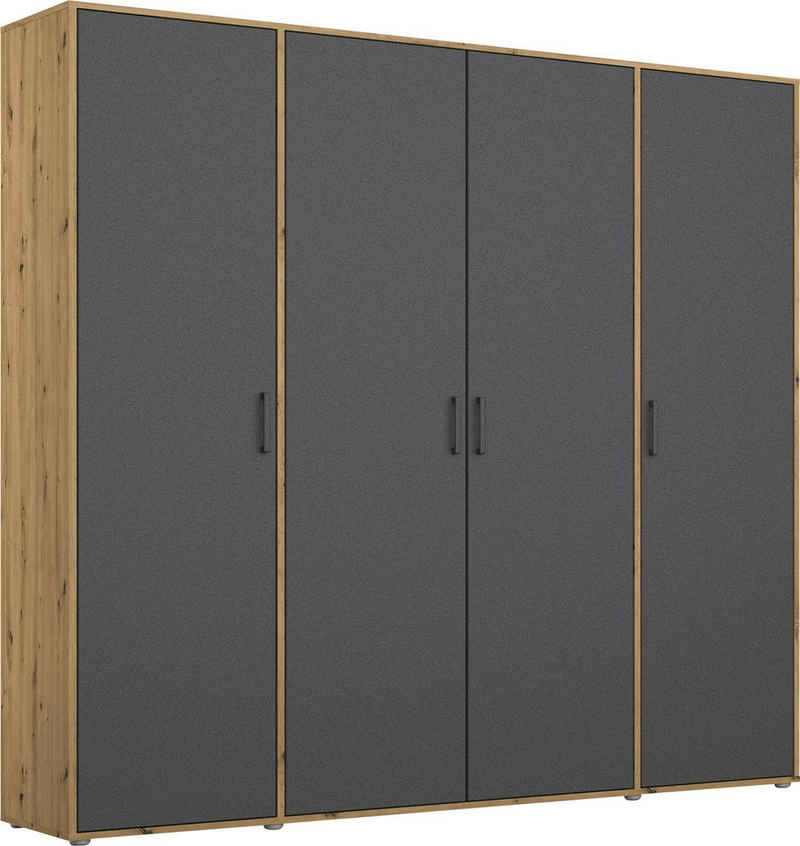 rauch Drehtürenschrank Voyager Schrank Wäscheschrank Kleiderschrank Garderobe mit modernen Griffen in Graumetallic TOPSELLER