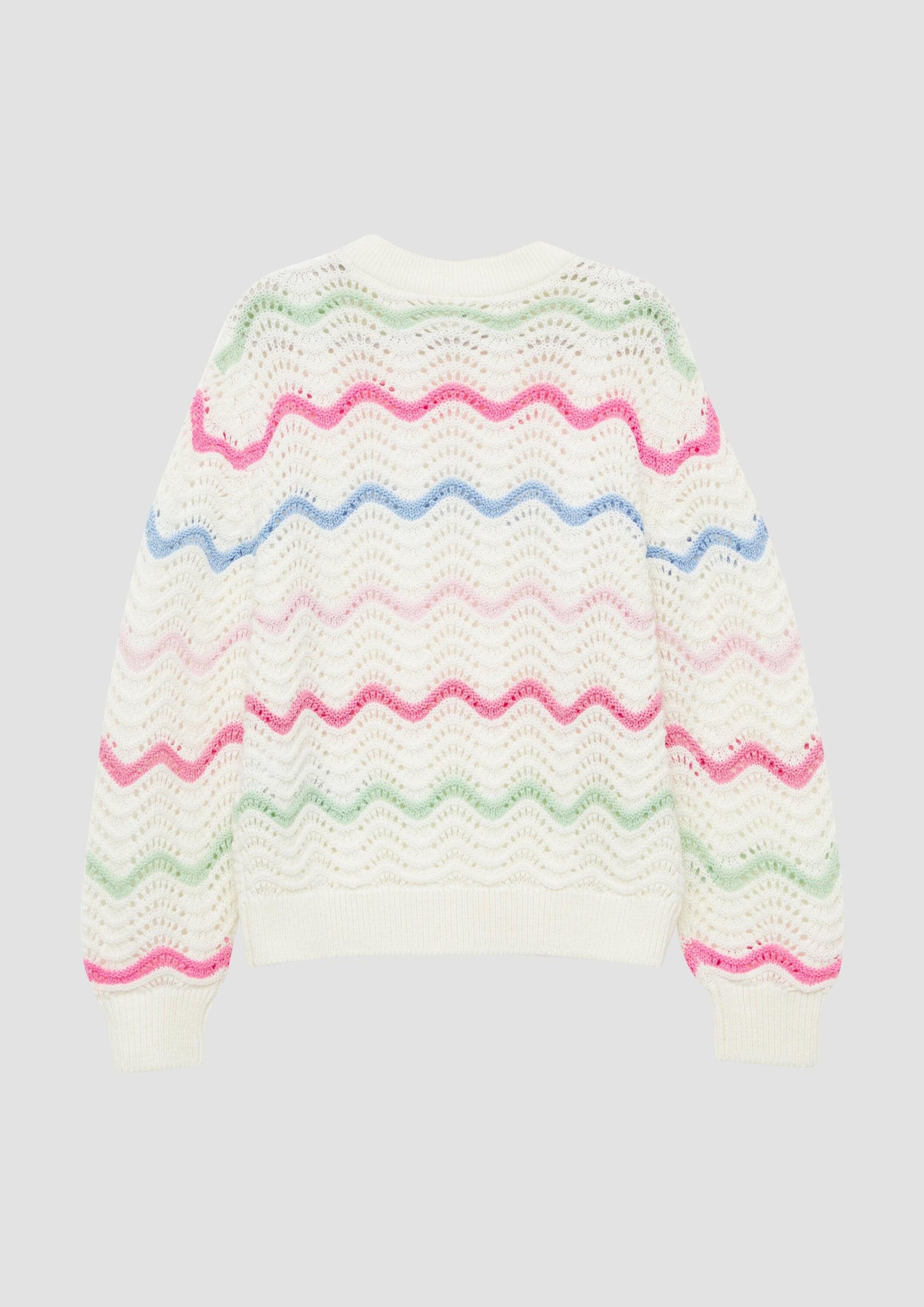 s.Oliver Longpullover Strickpullover Weicher Strickpullover im Loose Fit mit Ajourmuster