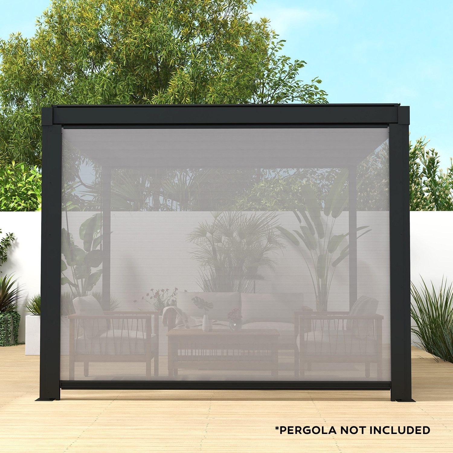 Mirador Pavillonseitenteil 80/88 Kurbel-Seitenrollo für Pergola 3m/4m/3,6m, 300x224 cm, 1-tlg, Polyester PVC Anthrazit