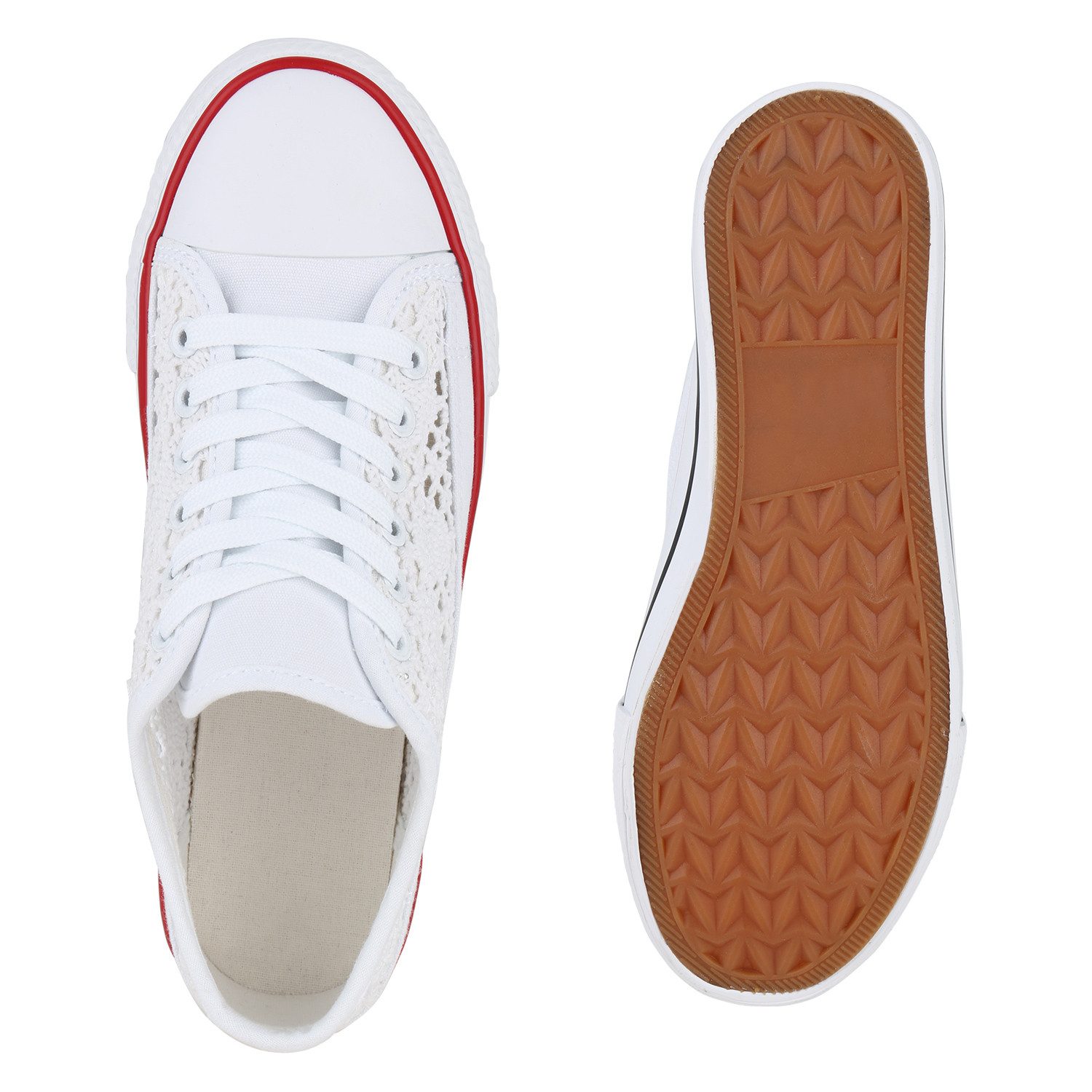 VAN HILL 841311 Sneaker Damen Sneaker Low Bequeme Schnürer Spitze Freizeit Stoff