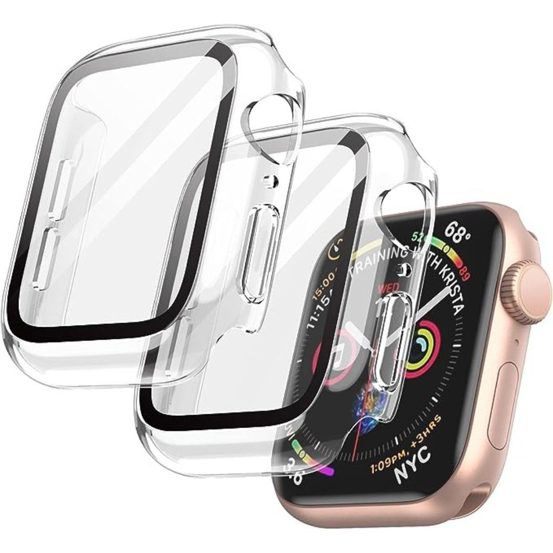 SmartUP Smartwatch-Hülle 2X Schutzhülle für Apple Watch 38mm Series 1/2/3  Case Displayschutz, 2 in 1 Design, Rundumschutz