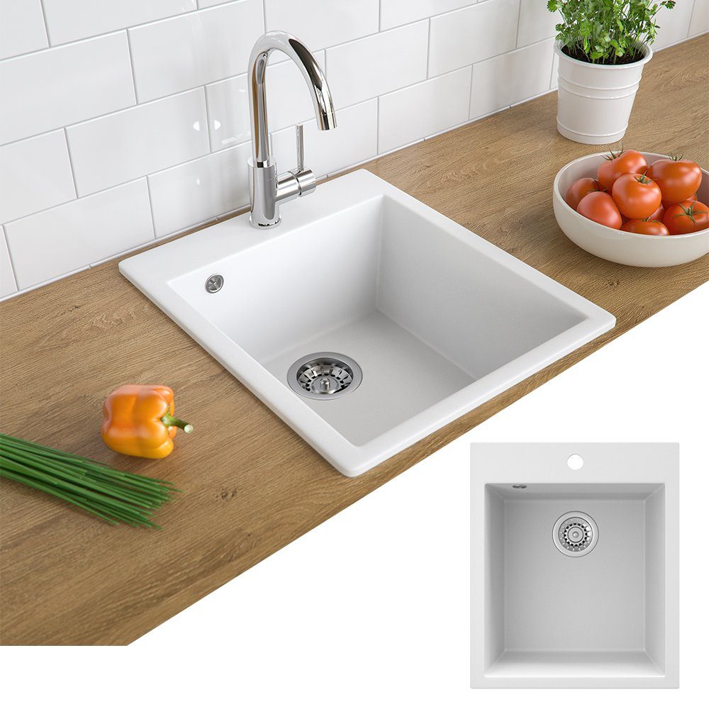 Bergstroem Küchenspüle »Granit Spüle Einbauspüle Spülbecken 425x500mm Weiß«  online kaufen | OTTO