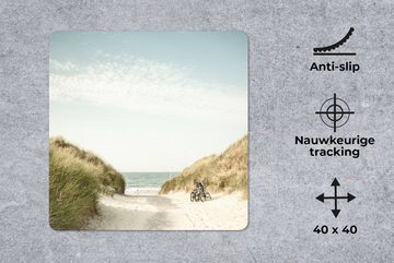 MuchoWow Gaming Mauspad Strand - Fahrrad - Wolken (1-St), Mousepad mit Rutschfester Unterseite, Gaming, 40x40 cm, XXL, Großes