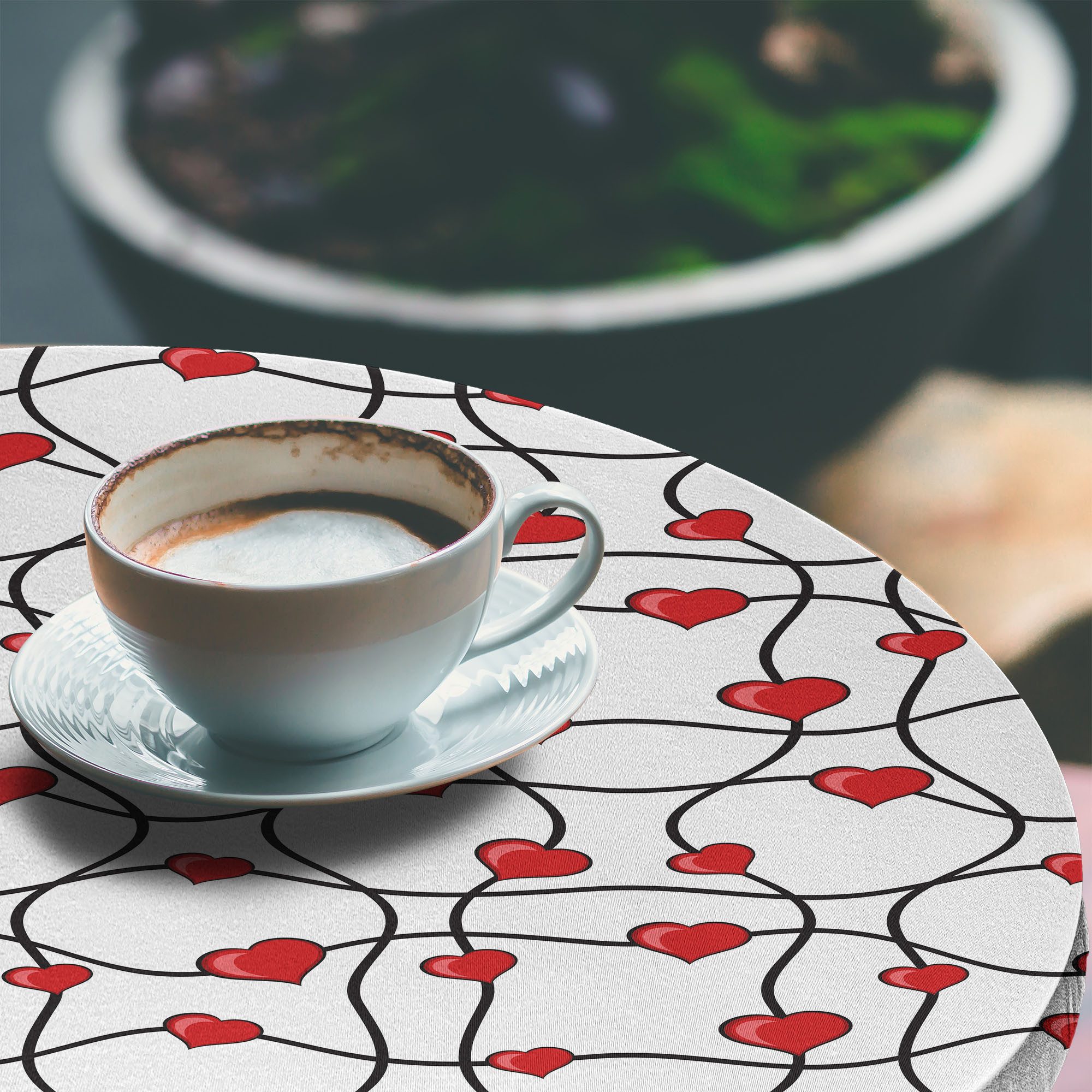 Abakuhaus Tischdecke Rundum-elastische Stofftischdecke, Valentines geometrische Herzen