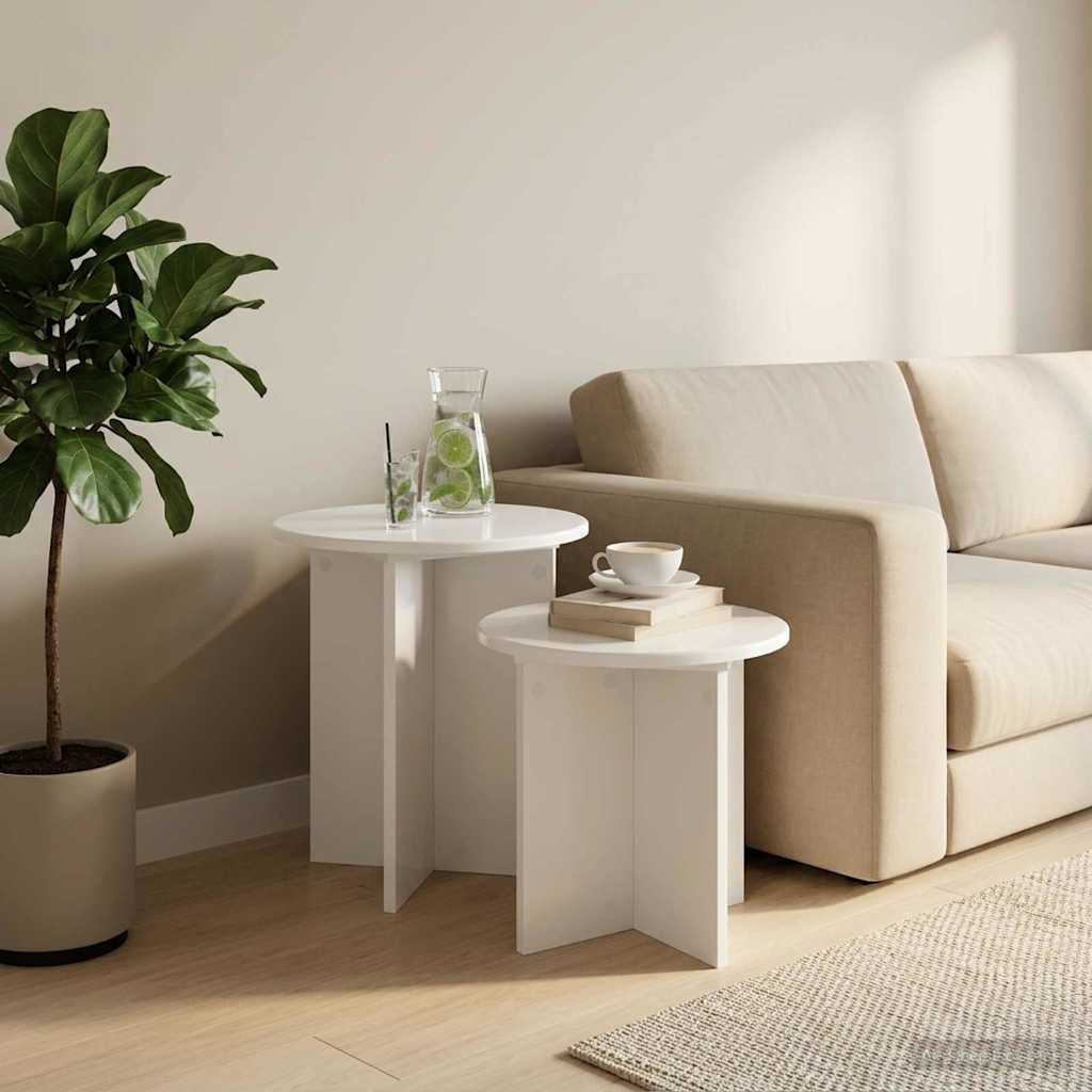 furnicato Beistelltisch Beistelltischset 45 x 45 cm Hochglanz Weiß (1-St), Platzsparendes Satztisch-Set mit Ablage für dein Wohnzimmer