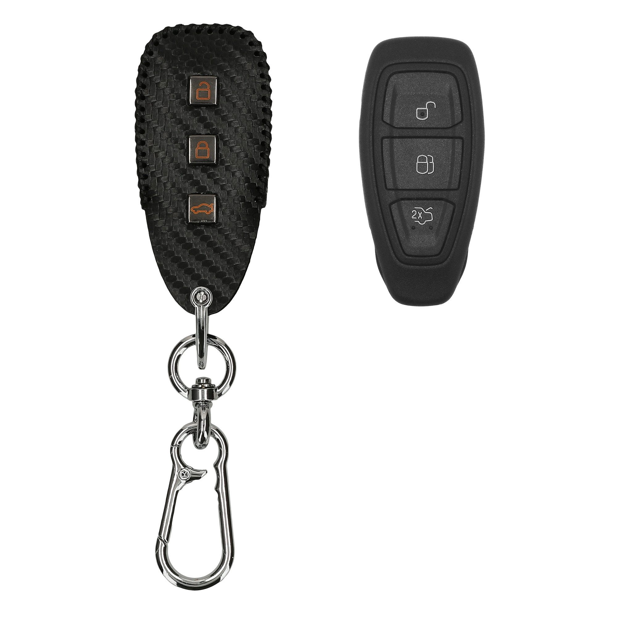 kwmobile Schlüsseltasche Autoschlüssel Hülle für Ford 3-Tasten Autoschlüssel Keyless Go (1-tlg), Cover Schlüsselhülle mit Schlüsselring Design