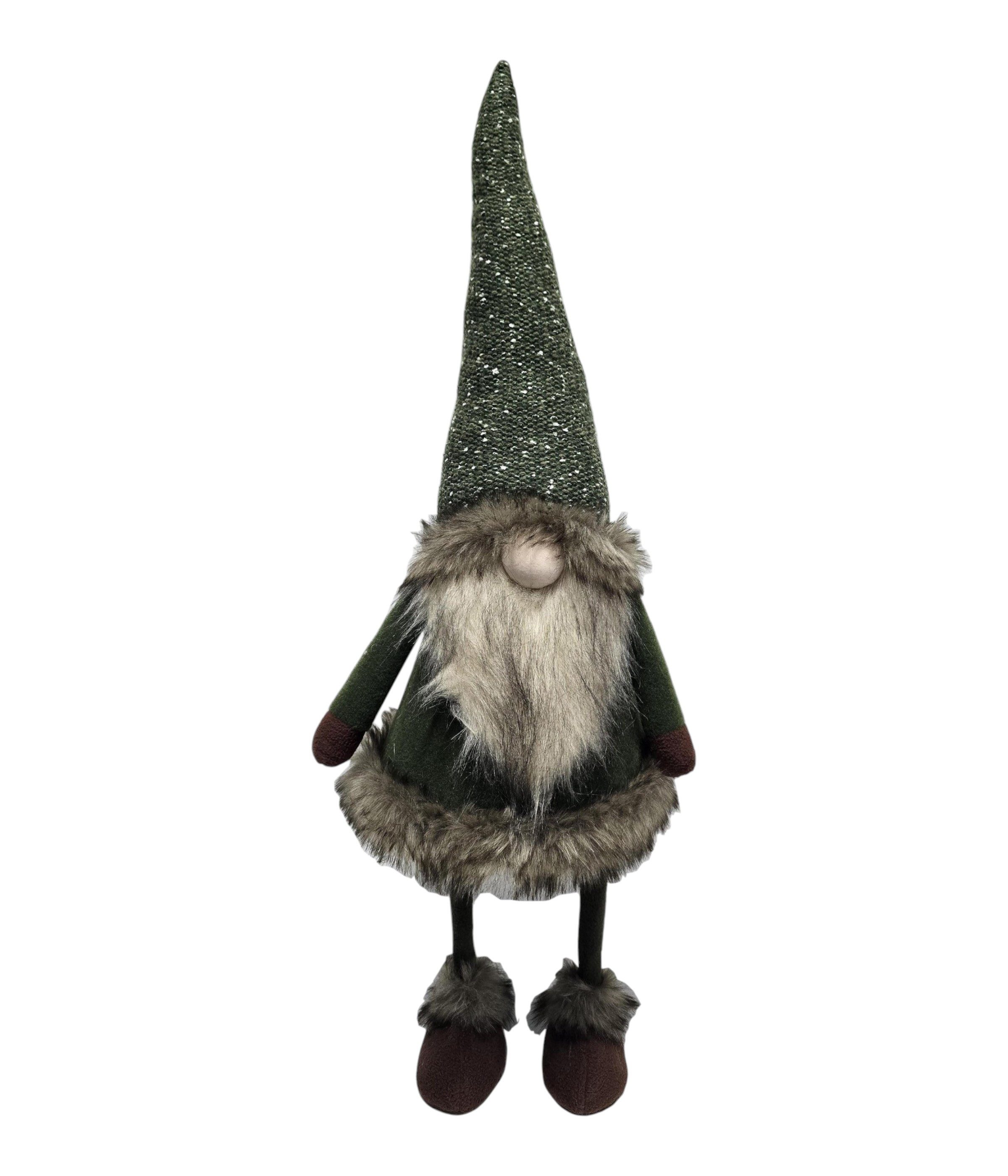 Dehner Weihnachtsfigur Dekofigur Santa, 26.5 x 83 x 22 cm, Polyester, dunkelgrün, dekorativer Weihnachtswichtel im Skandi-Style