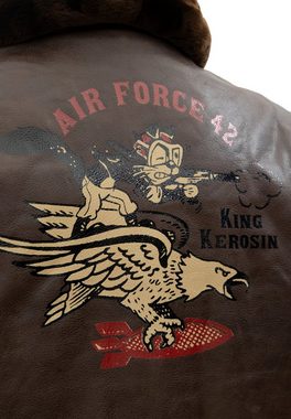 KingKerosin Lederjacke Air Force 42 mit eingearbeiteten Protektoren Taschen für Biker