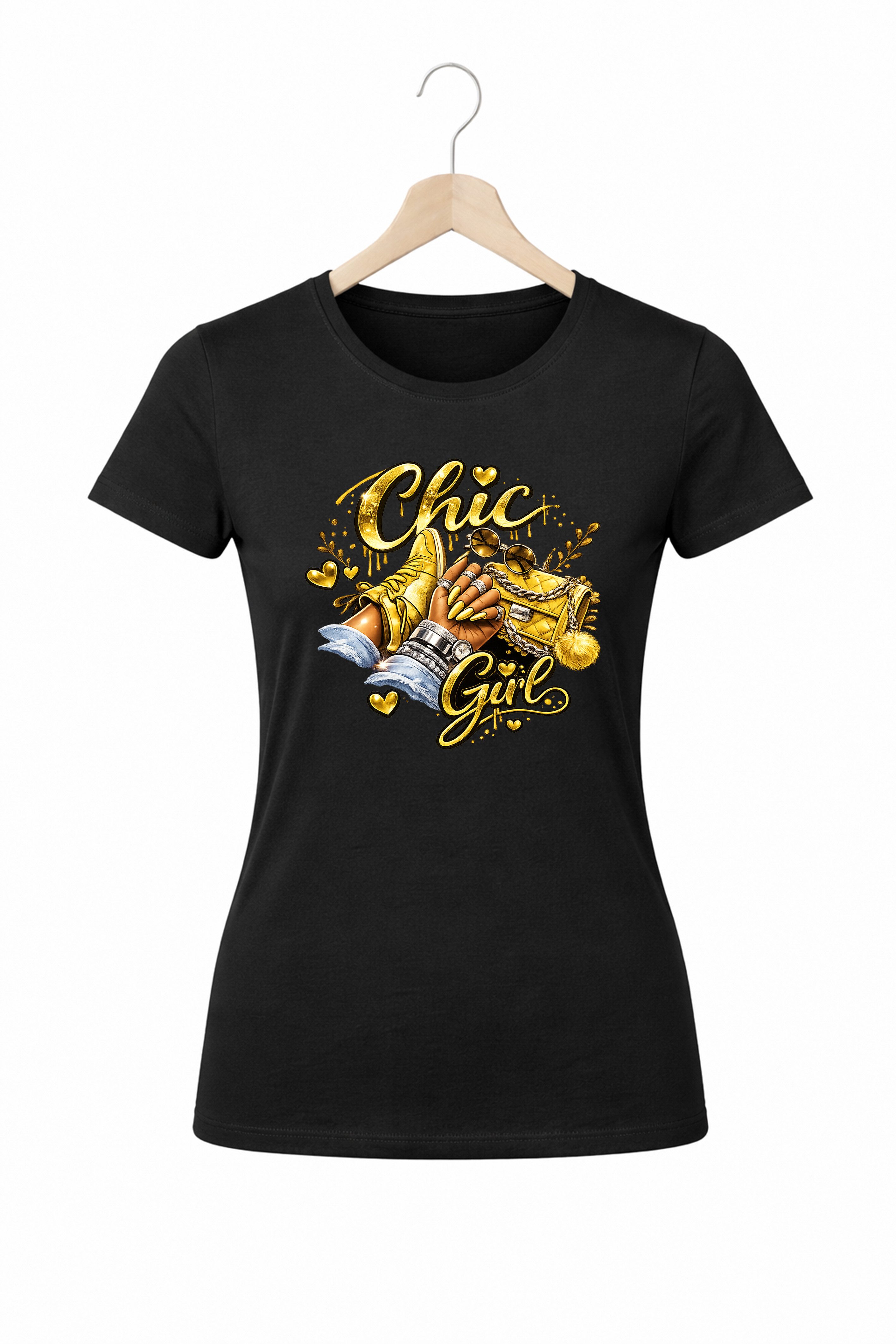 Banco T-Shirt Damen Chic Girl Print Baumwolle Rundhals Casual Style Damen Oberteil Chic Girl Print Baumwolle Rundhals Casual Stylelook