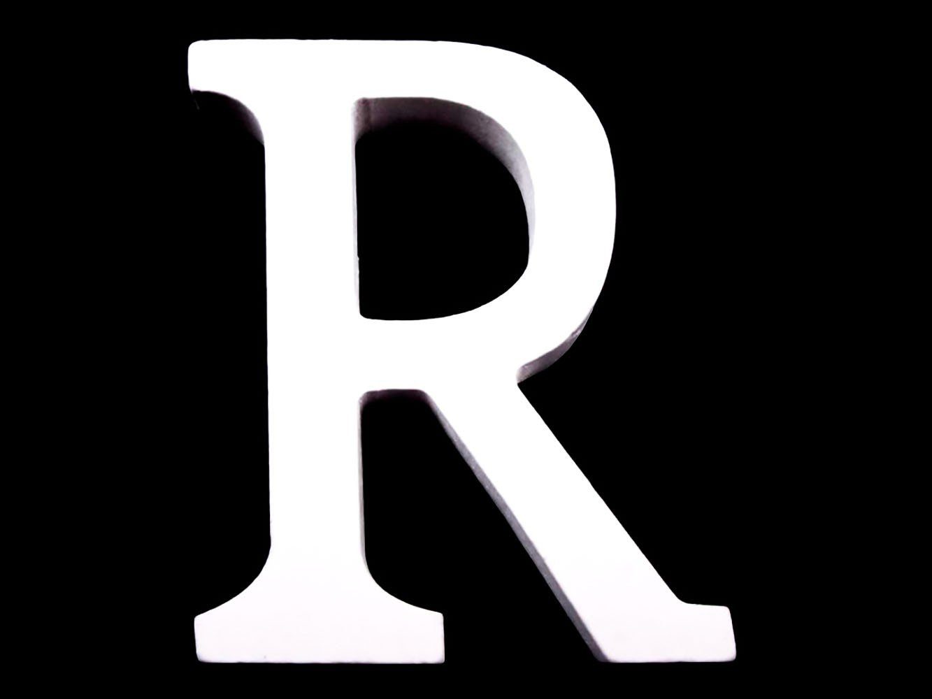 maDDma Deko-Buchstaben 3D Holzbuchstabe 8 cm, weiß, Einzelbuchstabe "R"
