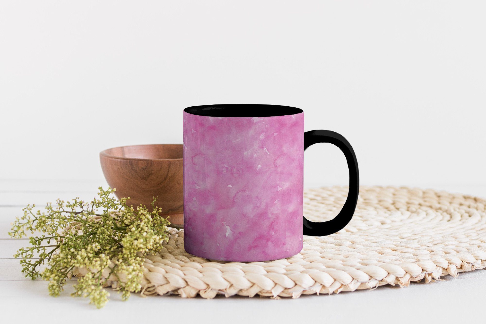 Muster, Geschenk Rosa Keramik, Tasse Teetasse, Farbwechsel, - Aquarell - Kaffeetassen, Zaubertasse, MuchoWow