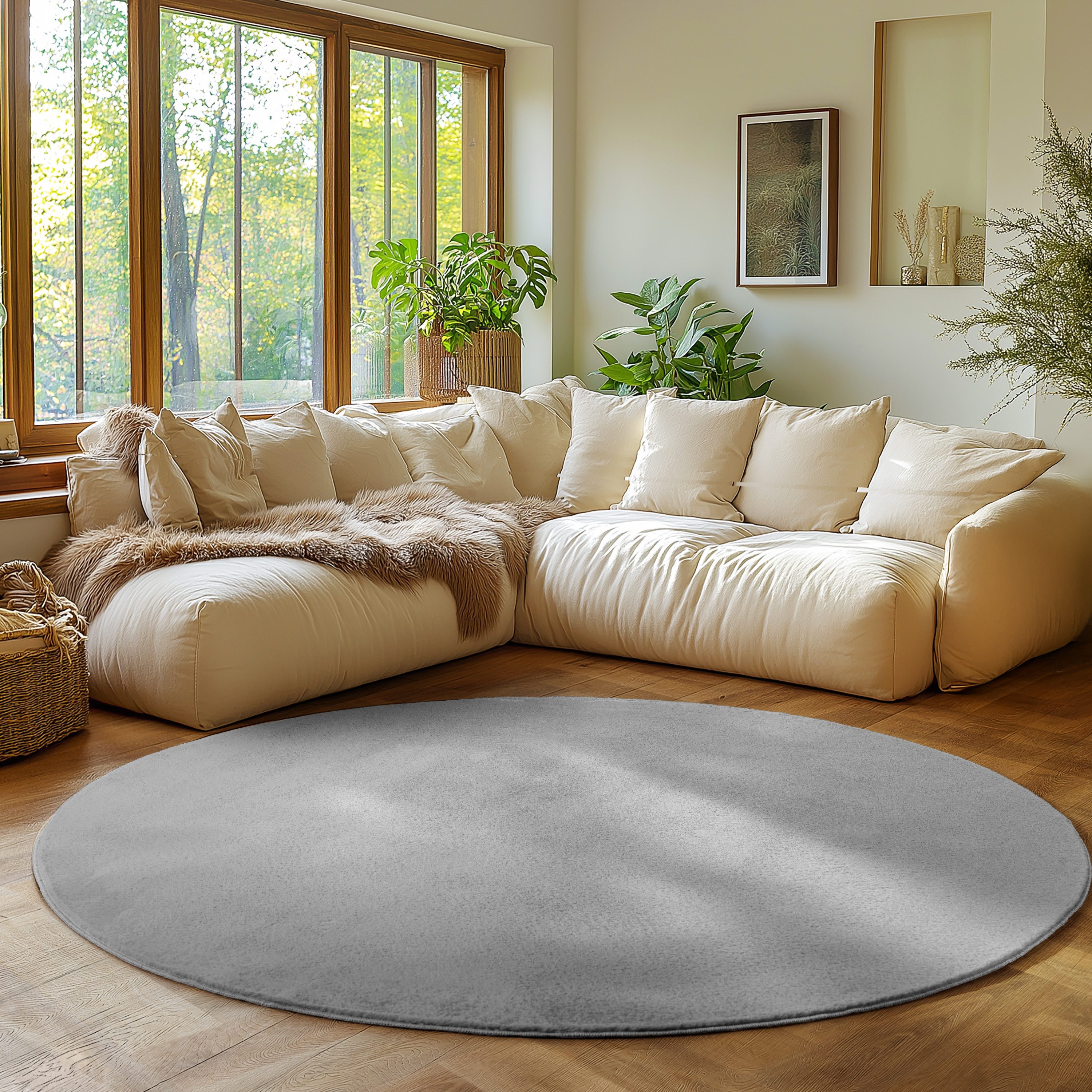 SIMPEX24 Teppich Unicolor - Einfarbig, Rund, Höhe: 11 mm, Perfekt geeignet günstig online kaufen