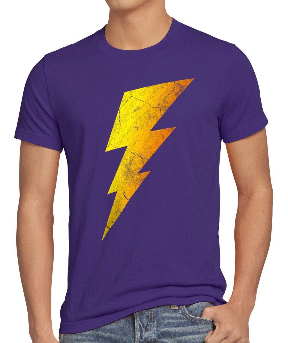 style3 Print-Shirt Herren T-Shirt Sheldon Lightning Bolt Blitz flash bang Comic cooper big theory lila