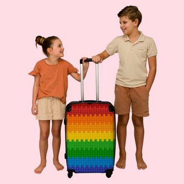 NoBoringSuitcases.com© Koffer Regenbogen - Blöcke - Jungen - Kinder - Design 67x43x25cm, 4 Rollen, Mittelgroßer Koffer für Jungen, Kinder Trolley