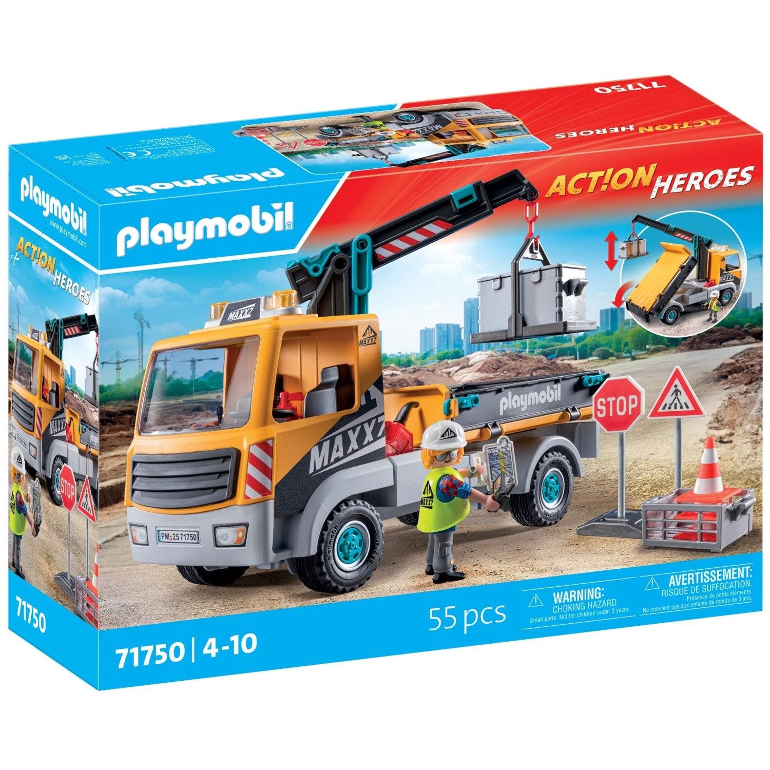 Playmobil® 71750 Baustellen-LKW mit Kran Konstruktions-Spielset günstig online kaufen