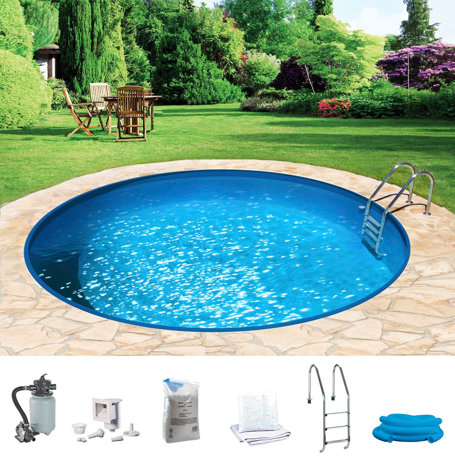 KONIFERA Rundpool HOLIDAY 6 (Komplett-Set, 7-tlg), Höhe: 120 cm, in verschiedenen Größen