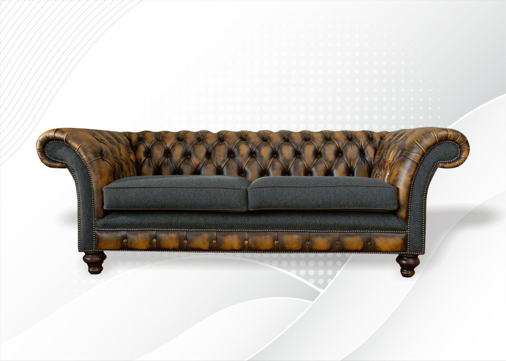 Luxus Möbel Made Dreisitzer Modern Chesterfield-Sofa JVmoebel in Chesterfield Europe Neu, Brauner