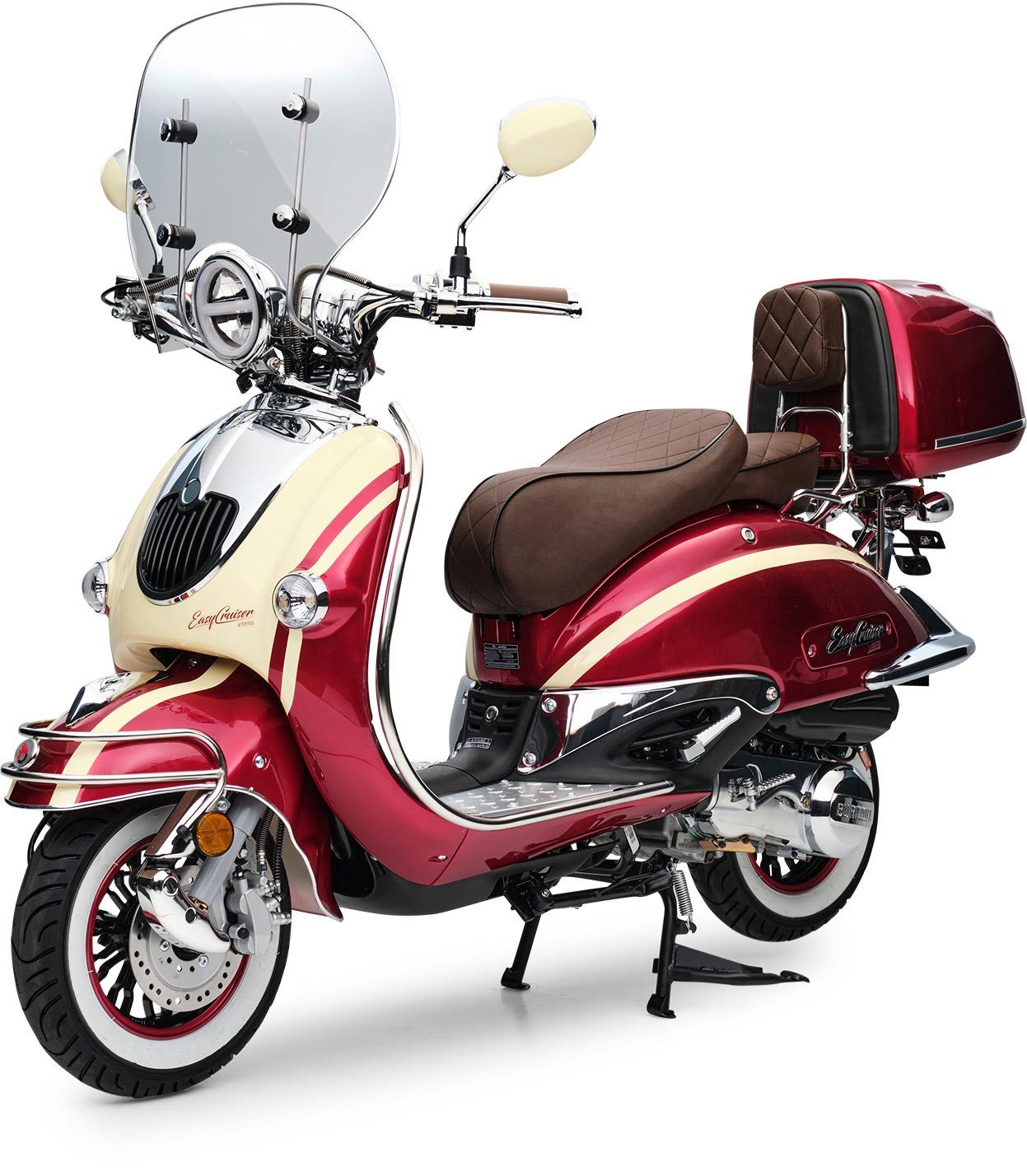 Burnout Motorroller EasyCruiser Artemis Rot Beige, 50 ccm, 25 km/h, Euro 5, Chrom Edition