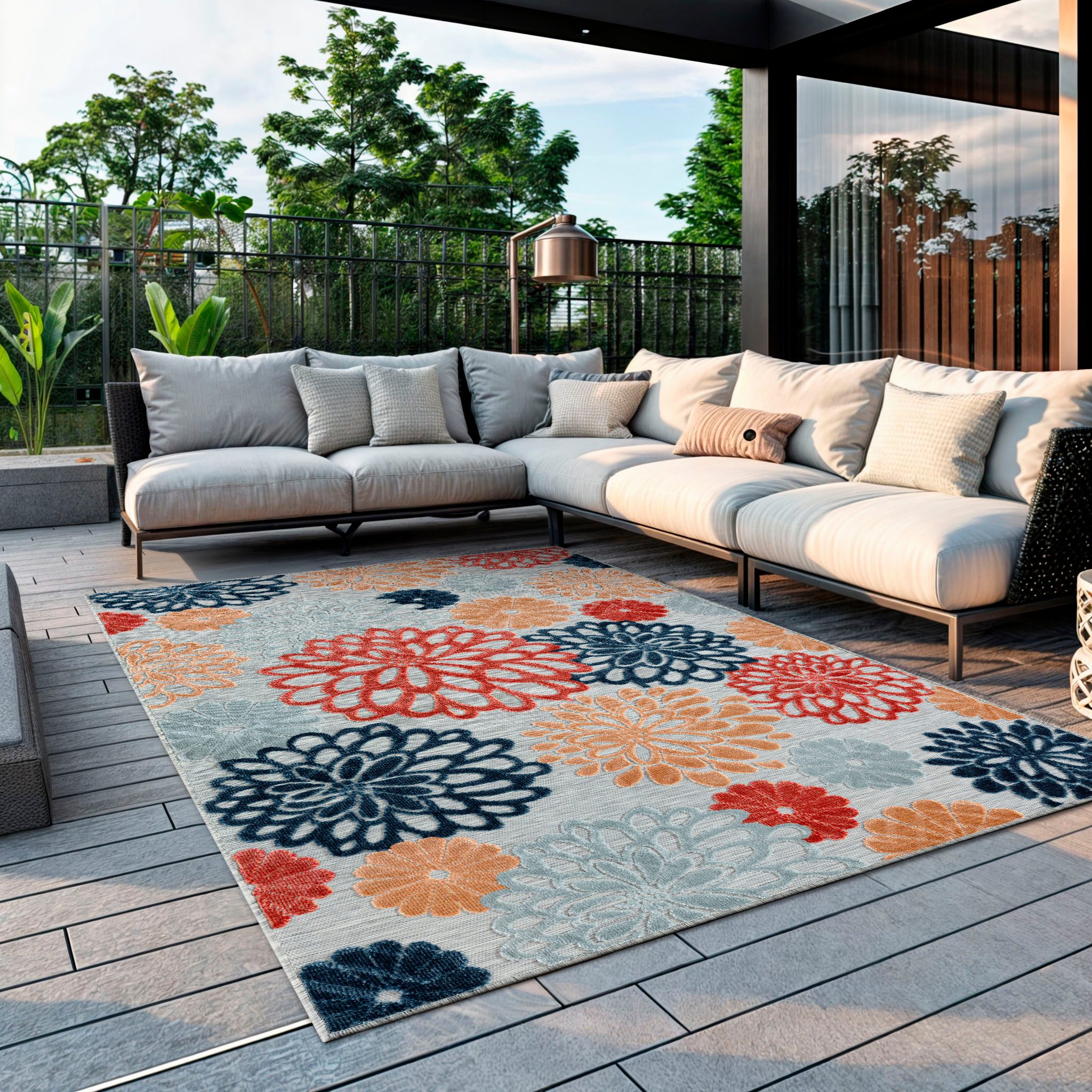 OTTO home Outdoorteppich Tamsin, LAGERRÄUMUNG!, rechteckig, Höhe: 8 mm, Hoch-Tief Effekt, In- und Outdoor geeignet, Terrasse & Balkon